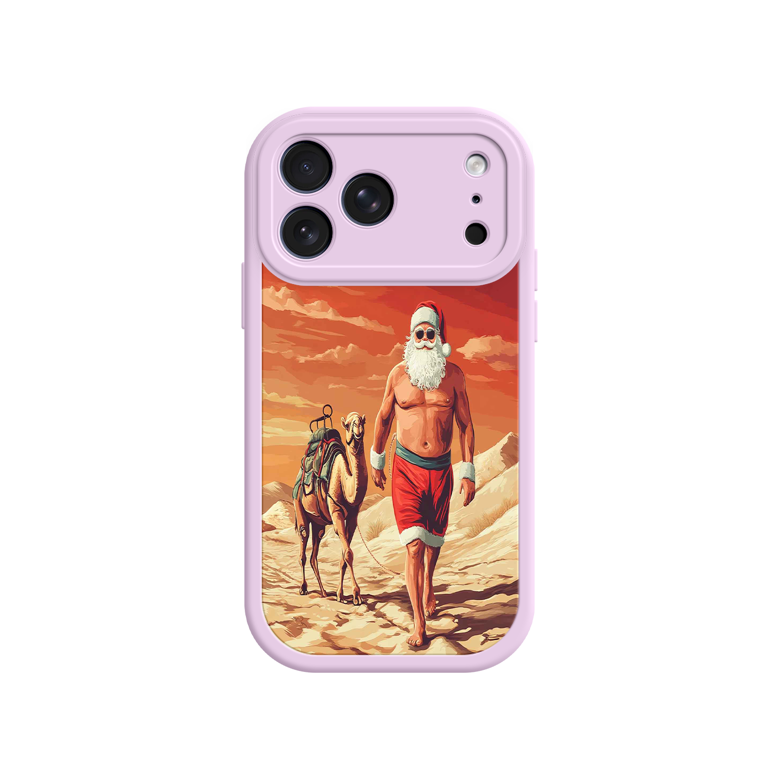 Desert Santa iPhone 17 Case – Funny Christmas Design, Muscular Santa & Camel, Holiday Heat Vibes