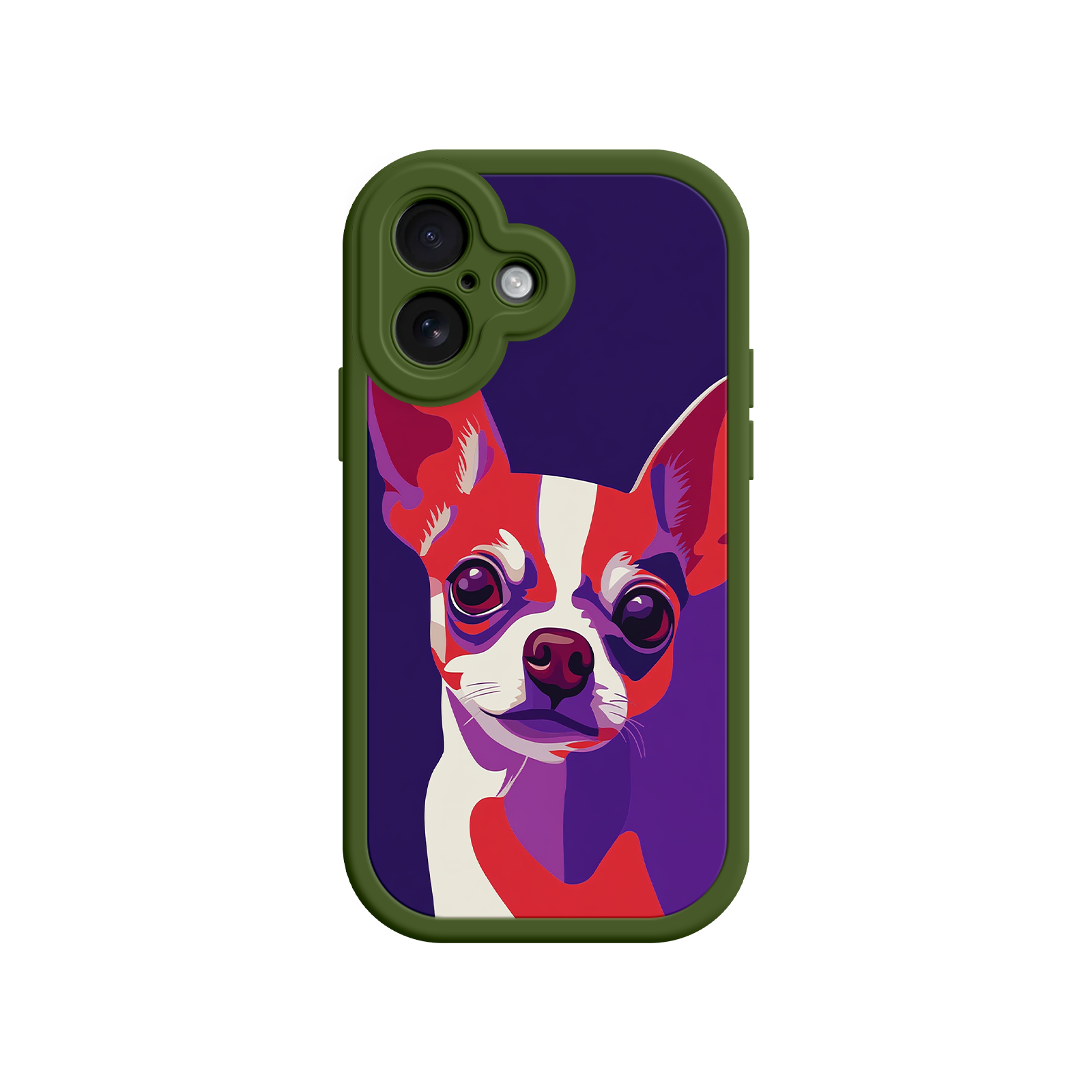 Dog art phone cover with red and white accents