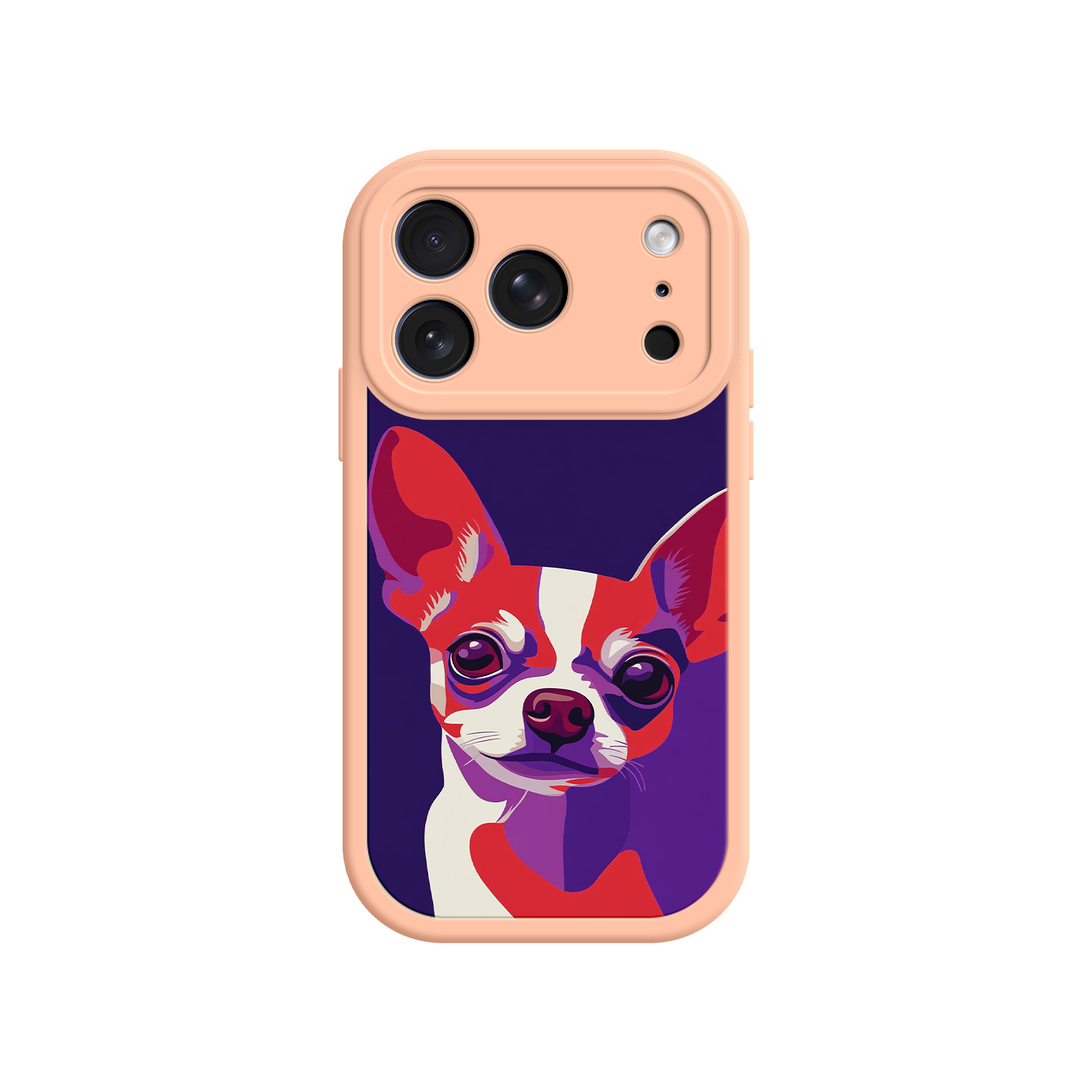 Graphic Chihuahua phone cover with purple tones