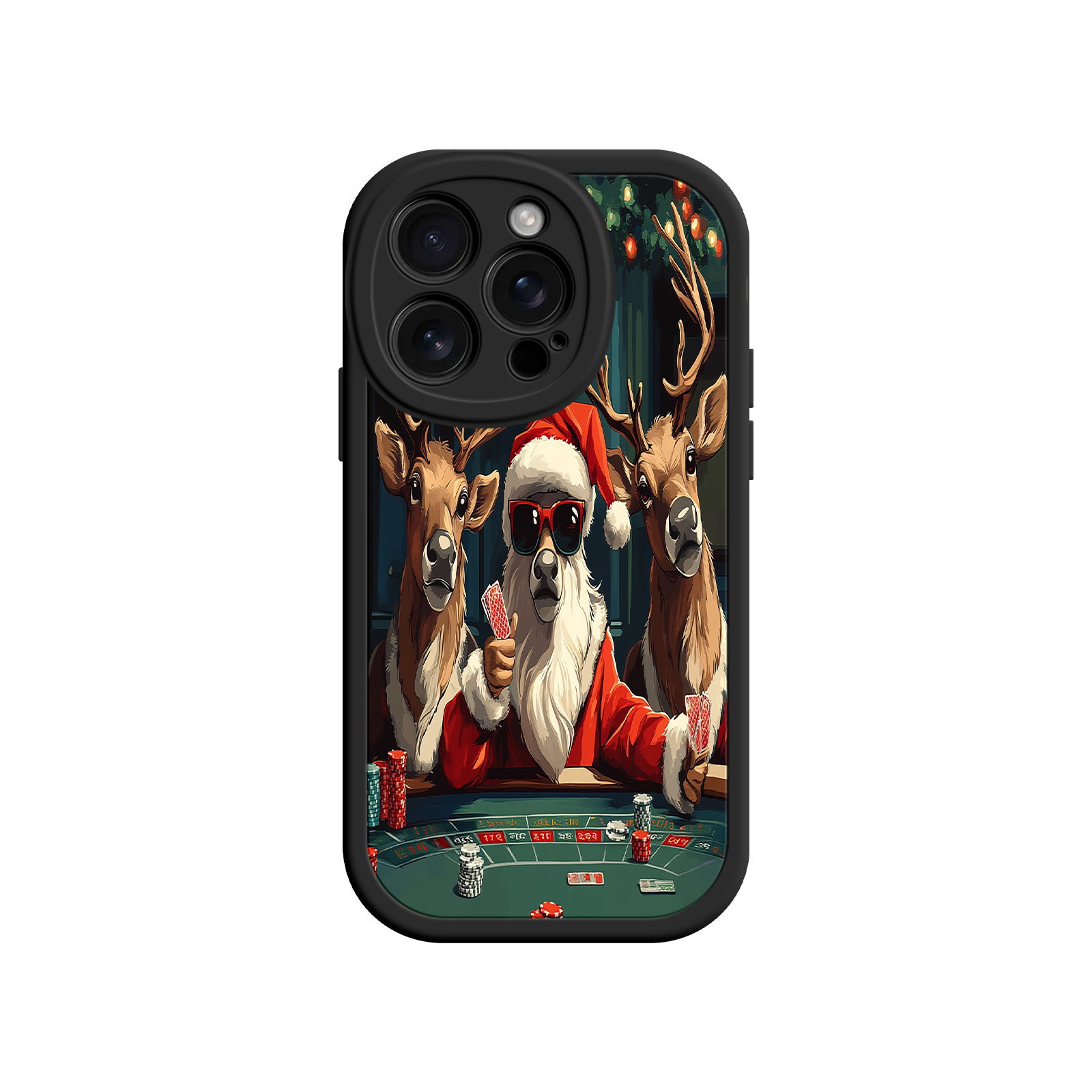 Santa Claus Poker iPhone 17 Case – Funny Christmas Design, Holiday Pet Humor, Reindeer Game Night