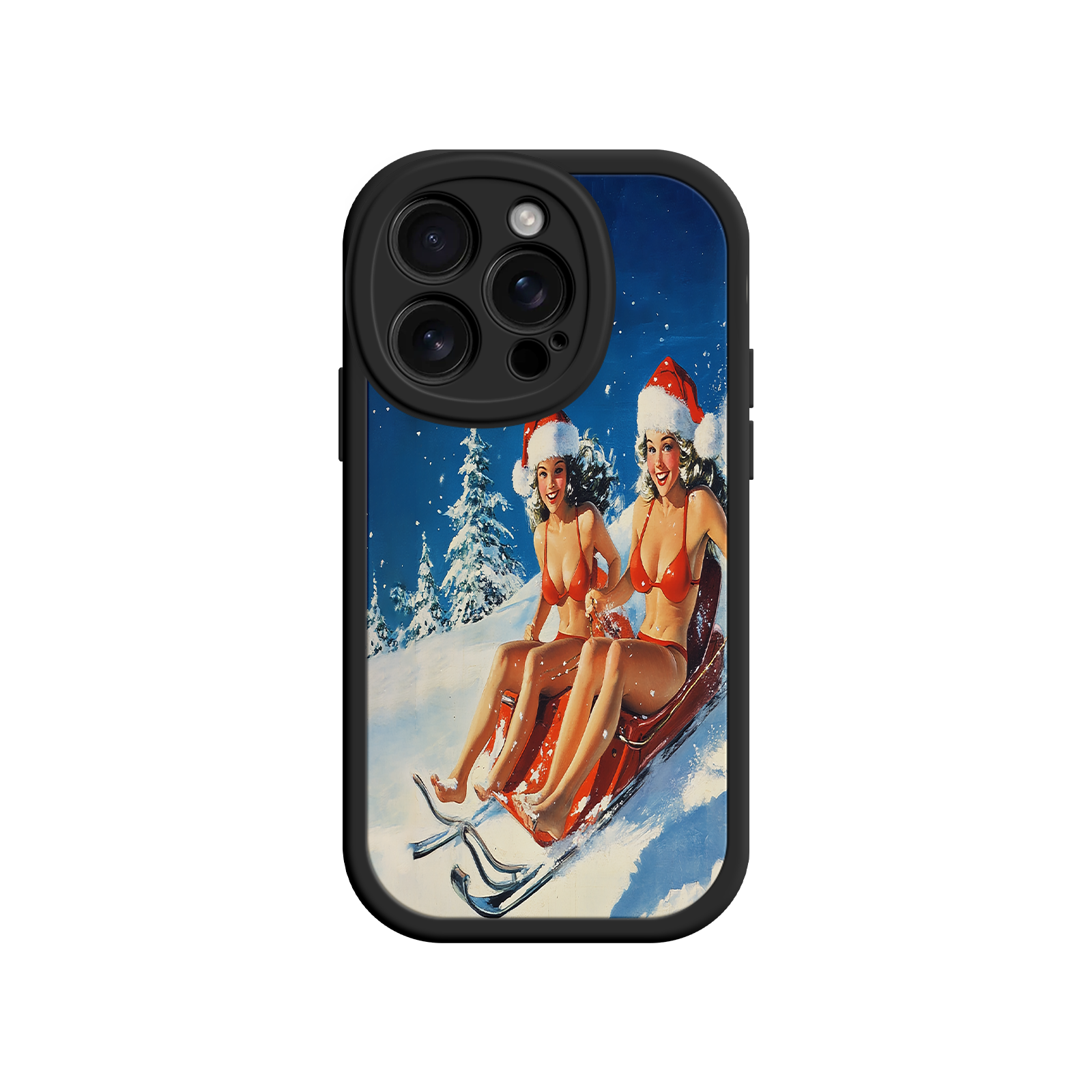 Santa Bikini Sled iPhone 17 Case – Funny Christmas Design, Sexy Holiday Vibes, Winter Wonderland Art