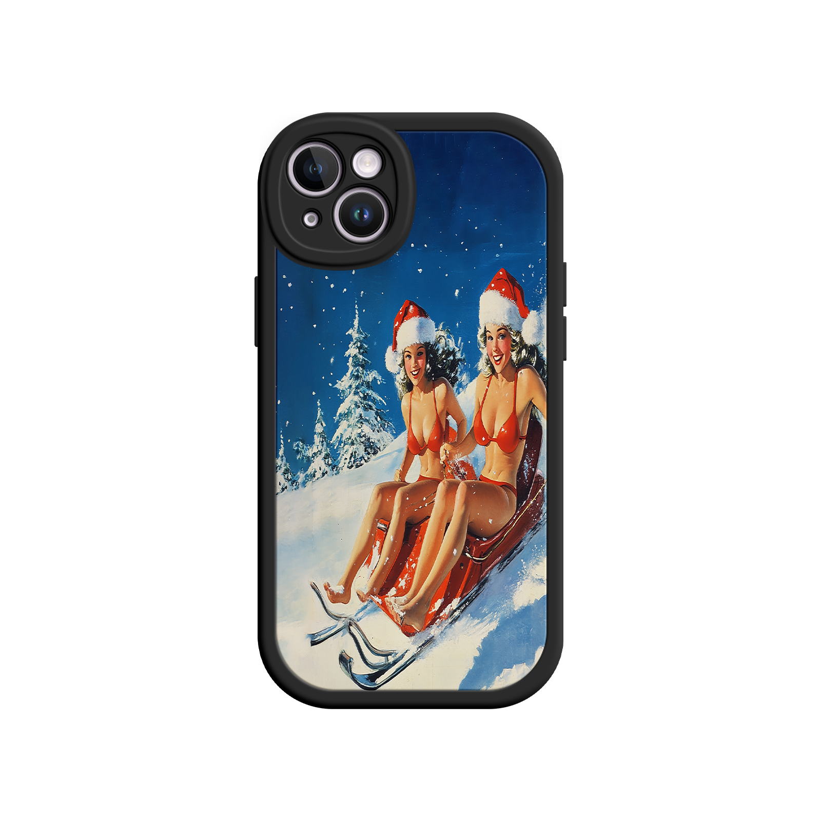 Santa Bikini Sled iPhone 17 Case – Funny Christmas Design, Sexy Holiday Vibes, Winter Wonderland Art