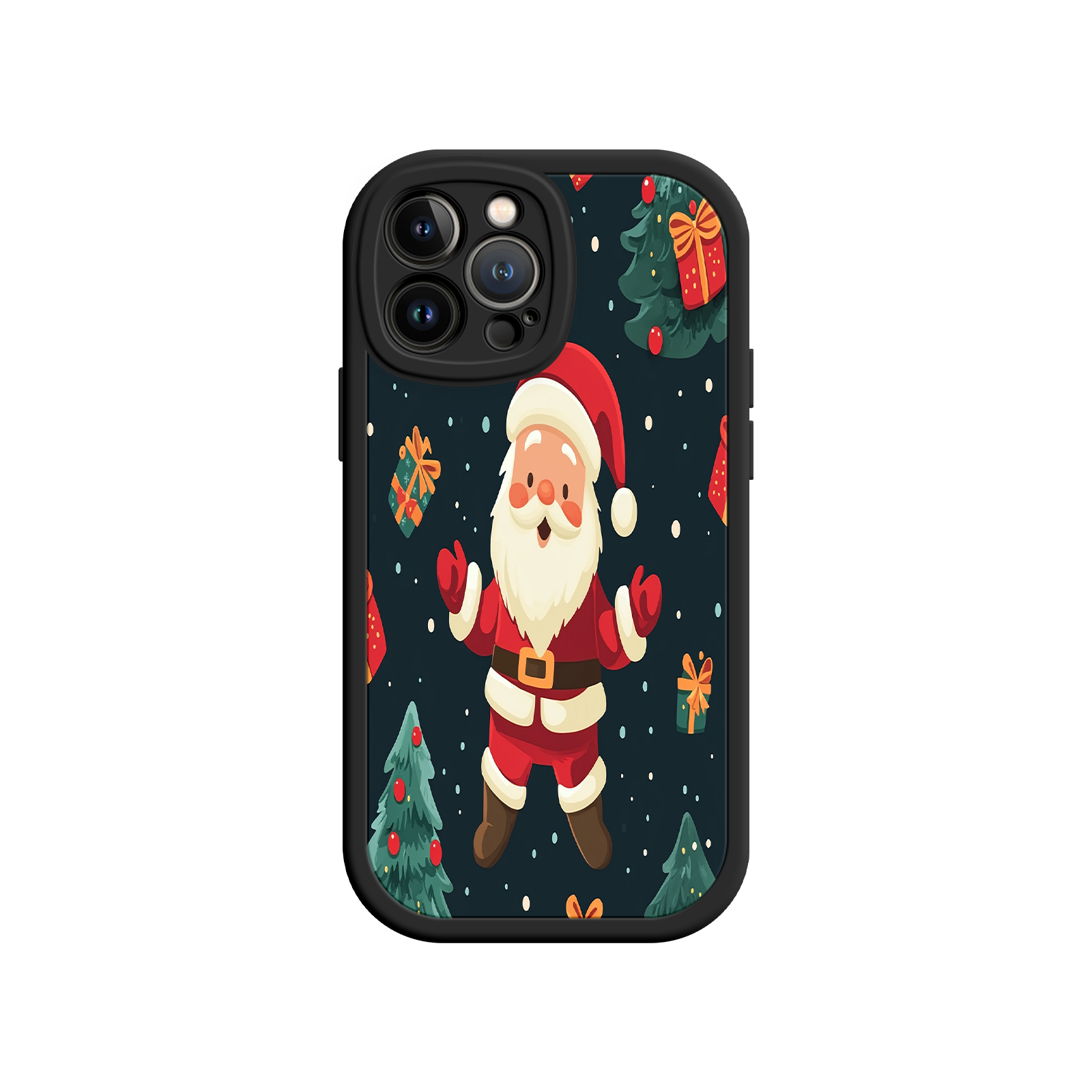 Festive Santa iPhone 17 Case – Christmas Holiday Design, Jolly Santa Claus, Gift Boxes & Trees