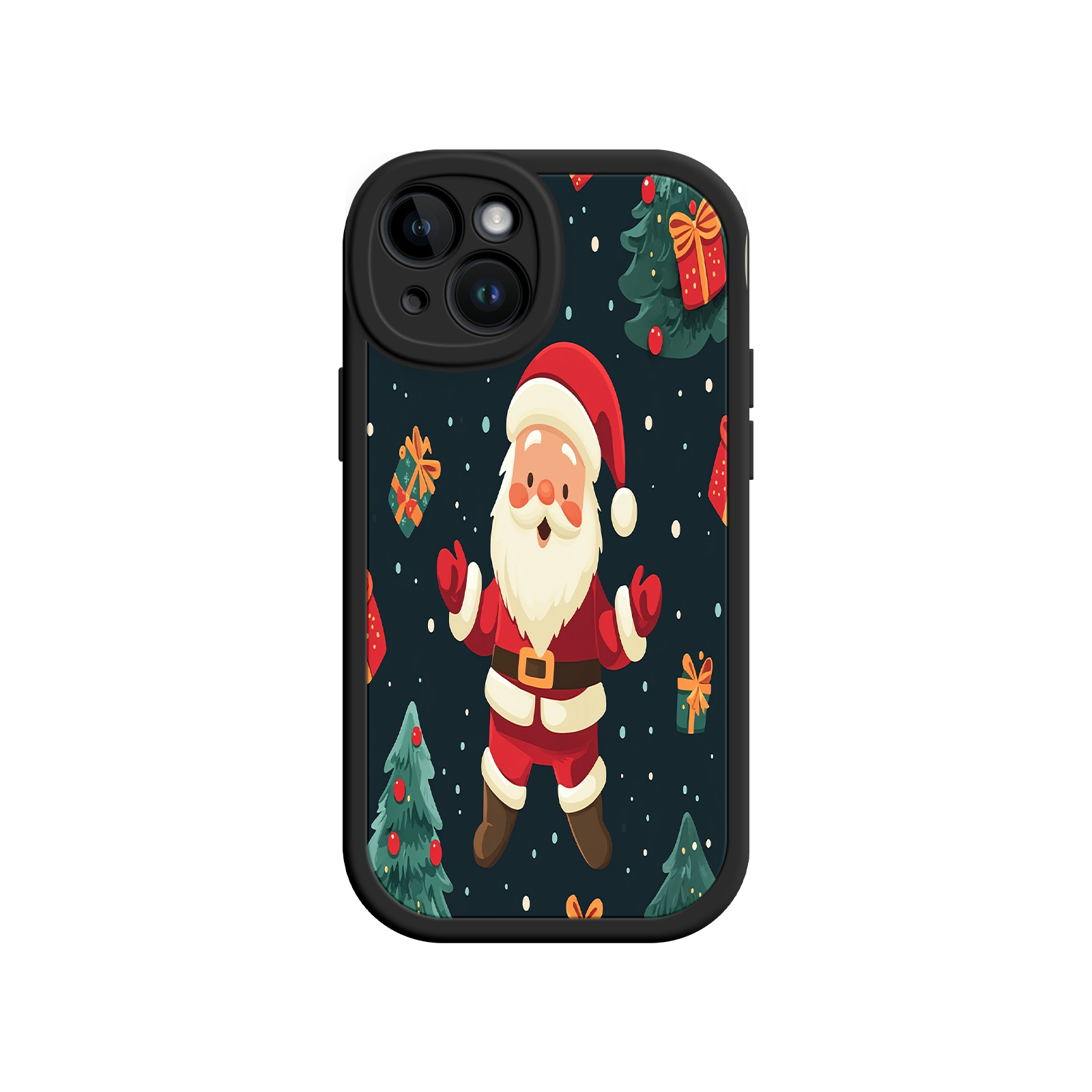 Festive Santa iPhone 17 Case – Christmas Holiday Design, Jolly Santa Claus, Gift Boxes & Trees