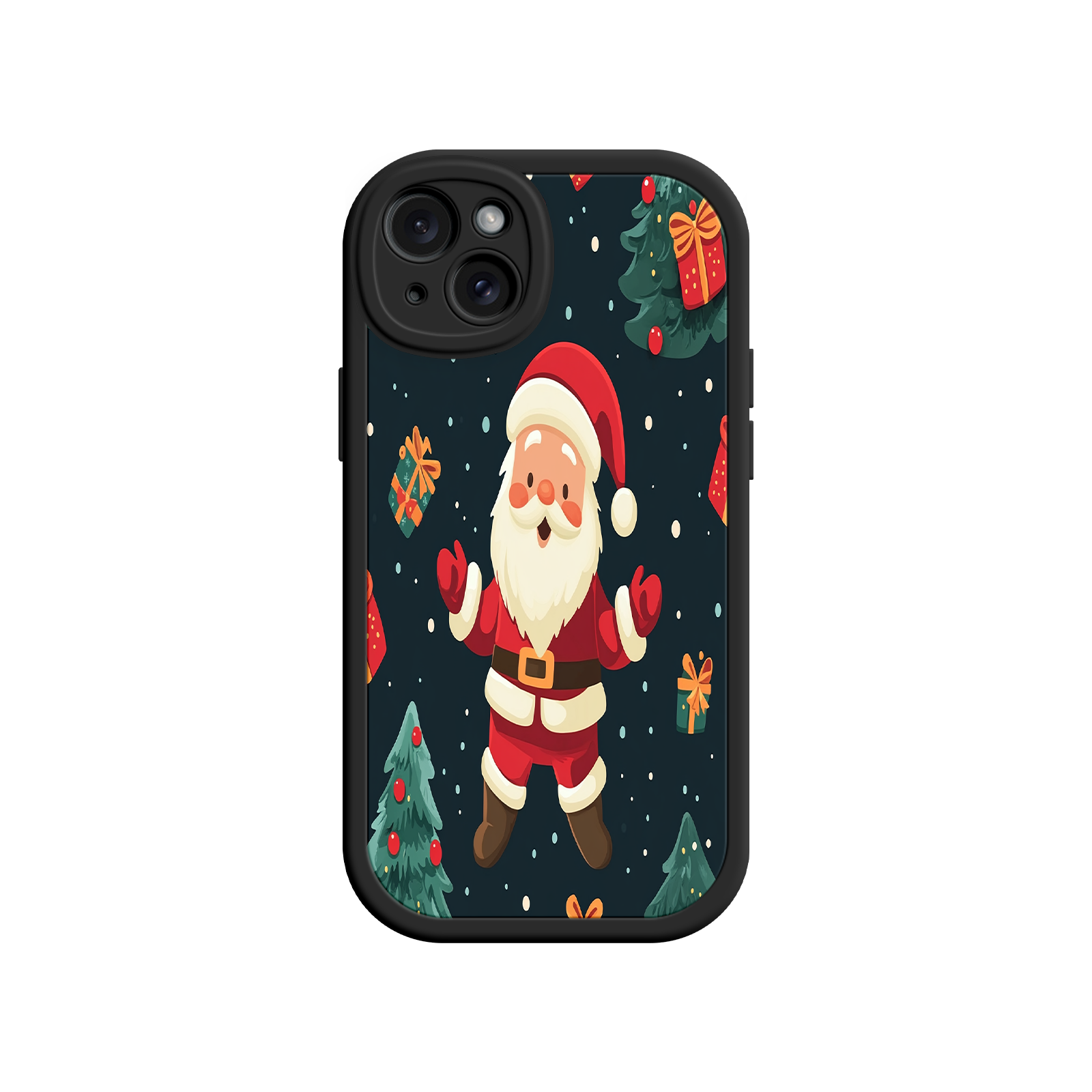 Festive Santa iPhone 17 Case – Christmas Holiday Design, Jolly Santa Claus, Gift Boxes & Trees