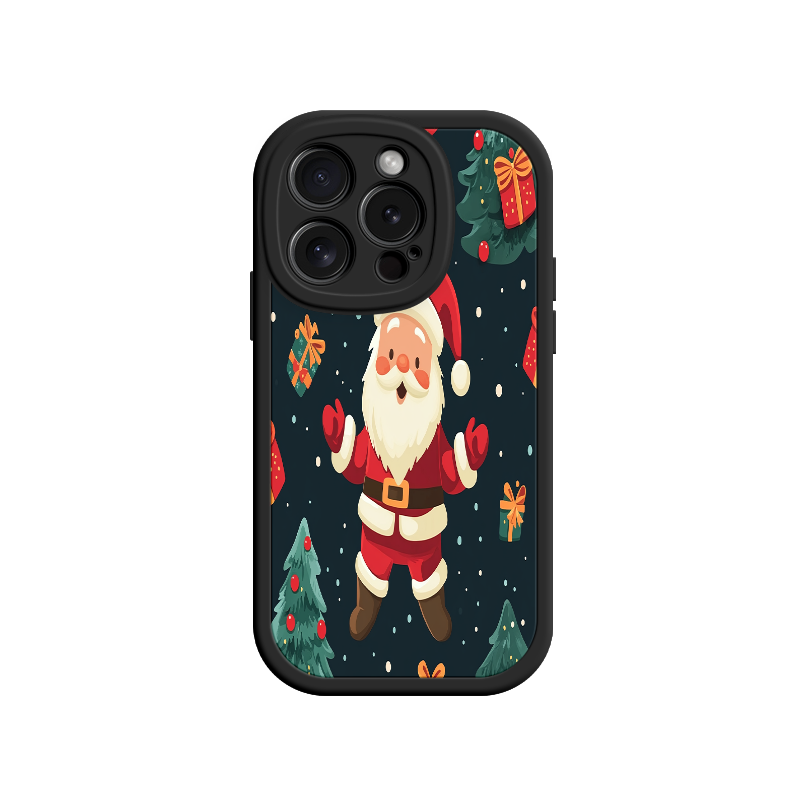Festive Santa iPhone 17 Case – Christmas Holiday Design, Jolly Santa Claus, Gift Boxes & Trees