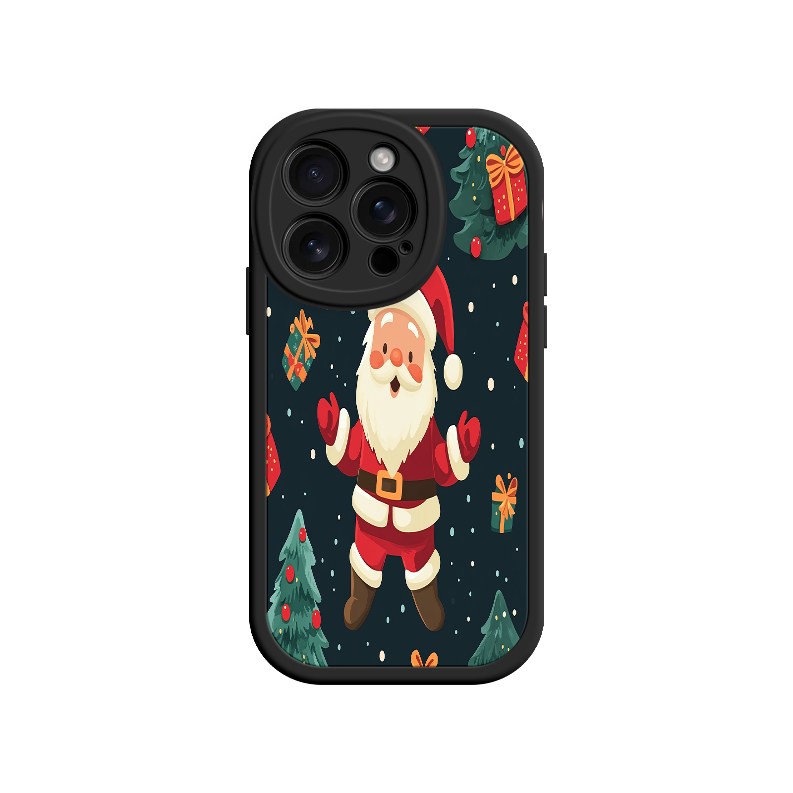 Festive Santa iPhone 17 Case – Christmas Holiday Design, Jolly Santa Claus, Gift Boxes & Trees