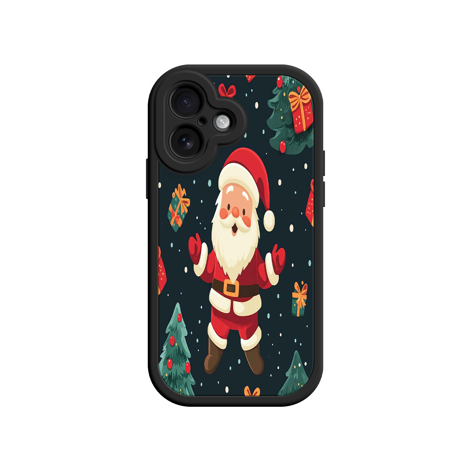 Festive Santa iPhone 17 Case – Christmas Holiday Design, Jolly Santa Claus, Gift Boxes & Trees
