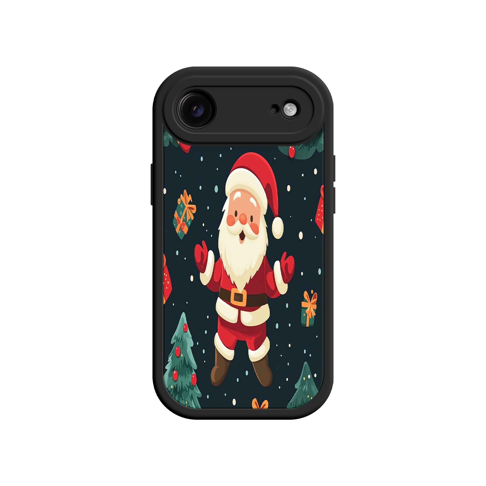 Festive Santa iPhone 17 Case – Christmas Holiday Design, Jolly Santa Claus, Gift Boxes & Trees