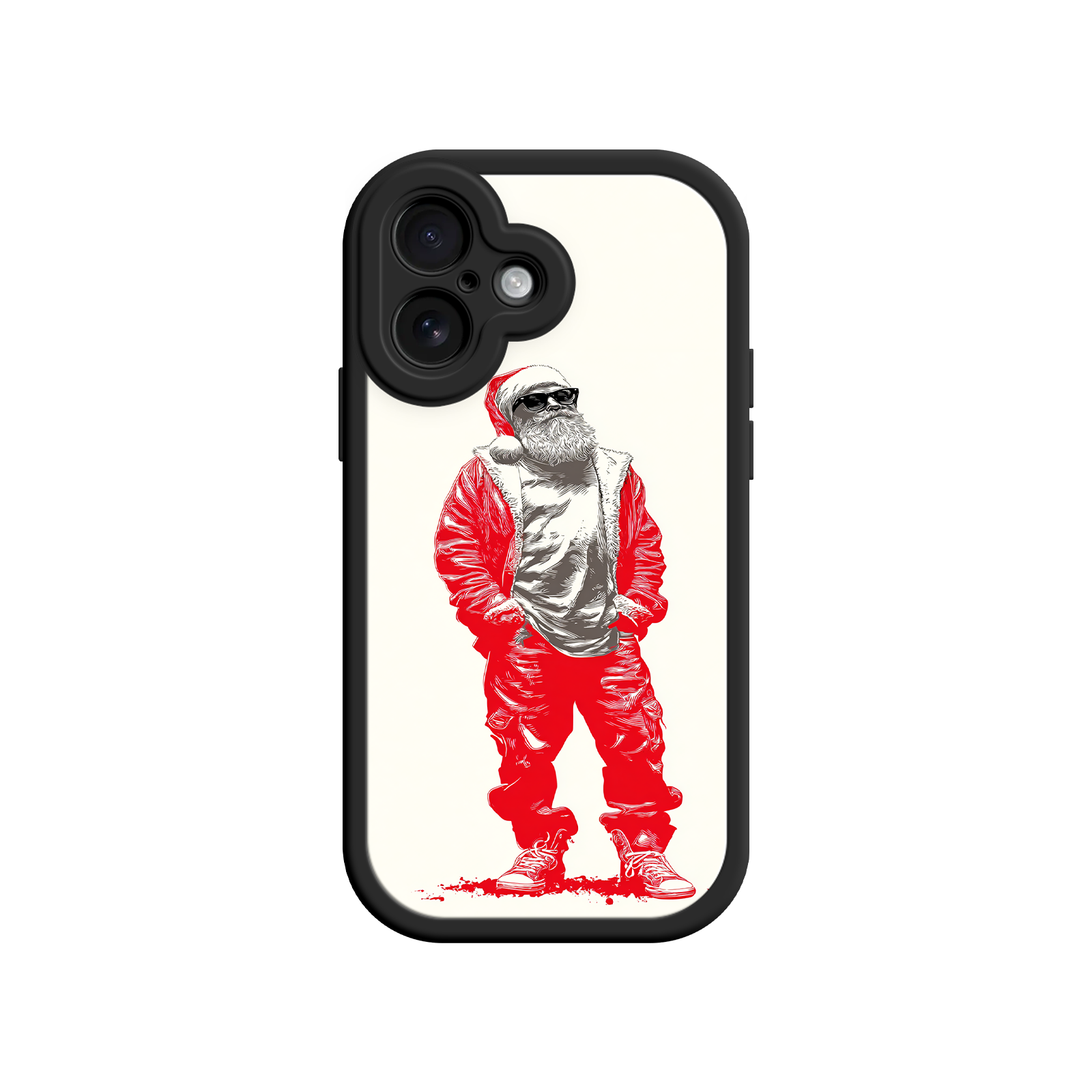 Trendy iPhone case with bold Santa illustration