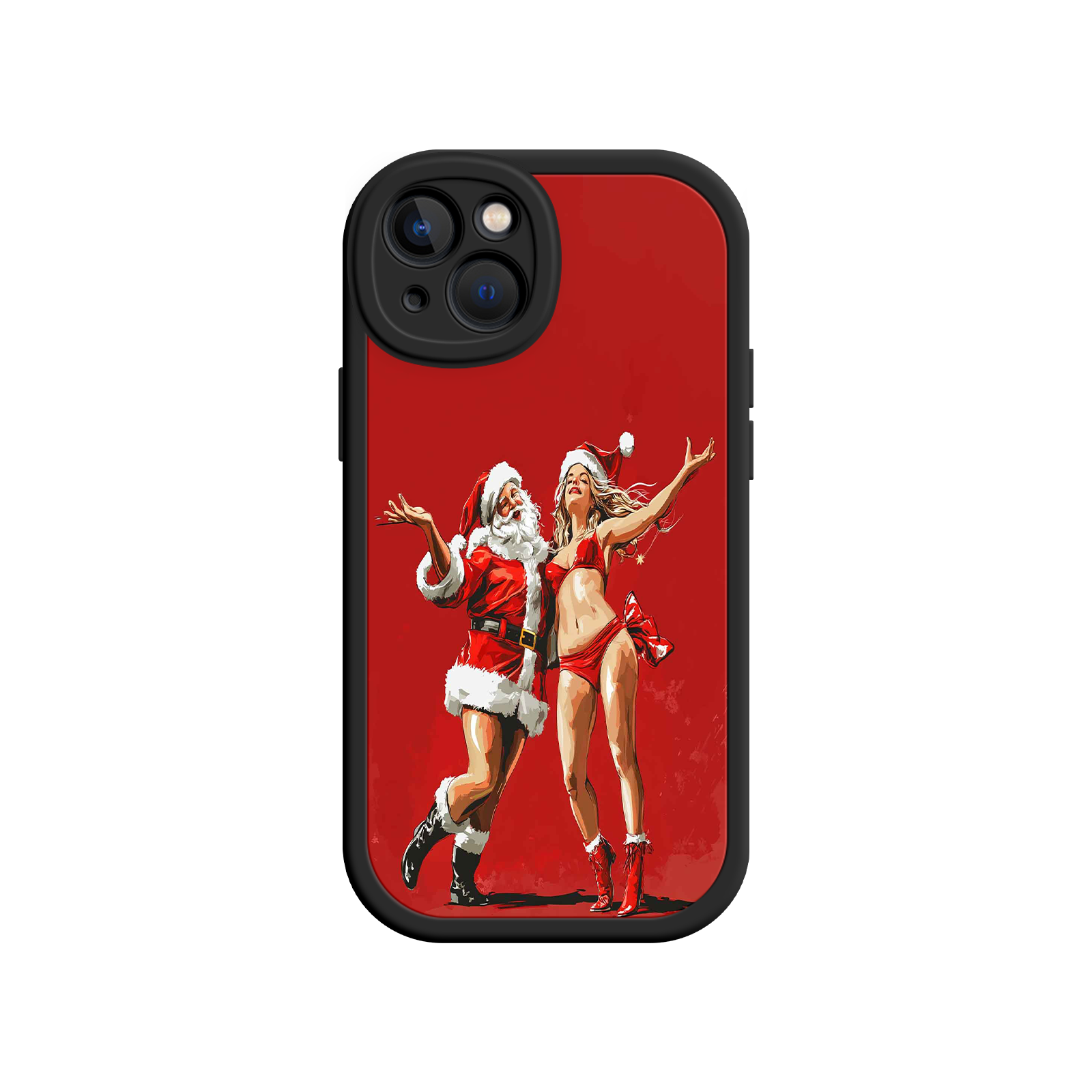 Merry & Flirty iPhone 17 Case – Fun Christmas Couple, Bold Red Festive Design, Santa & Sexy Santa Girl
