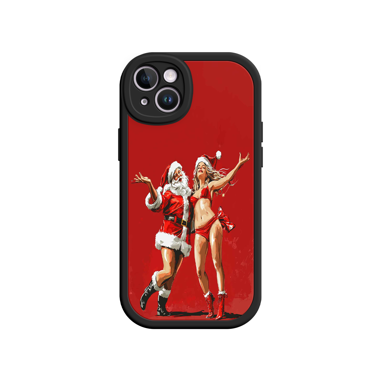 Merry & Flirty iPhone 17 Case – Fun Christmas Couple, Bold Red Festive Design, Santa & Sexy Santa Girl
