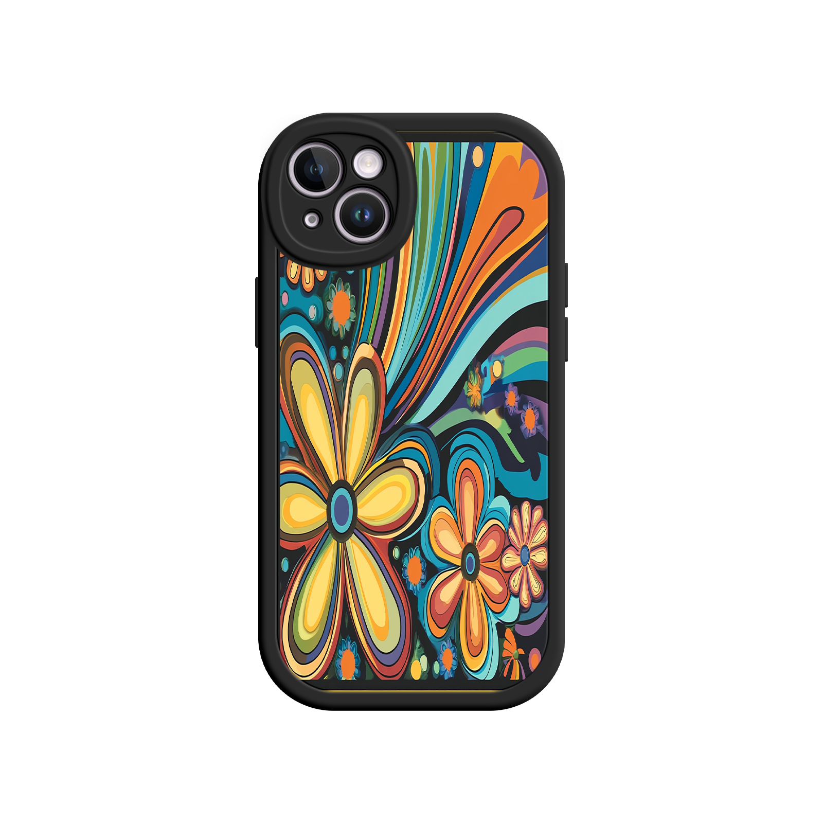 Psychedelic Floral iPhone 17 Case – Hippie Flower Power Design, 60s 70s Retro Vibes, Groovy Swirls