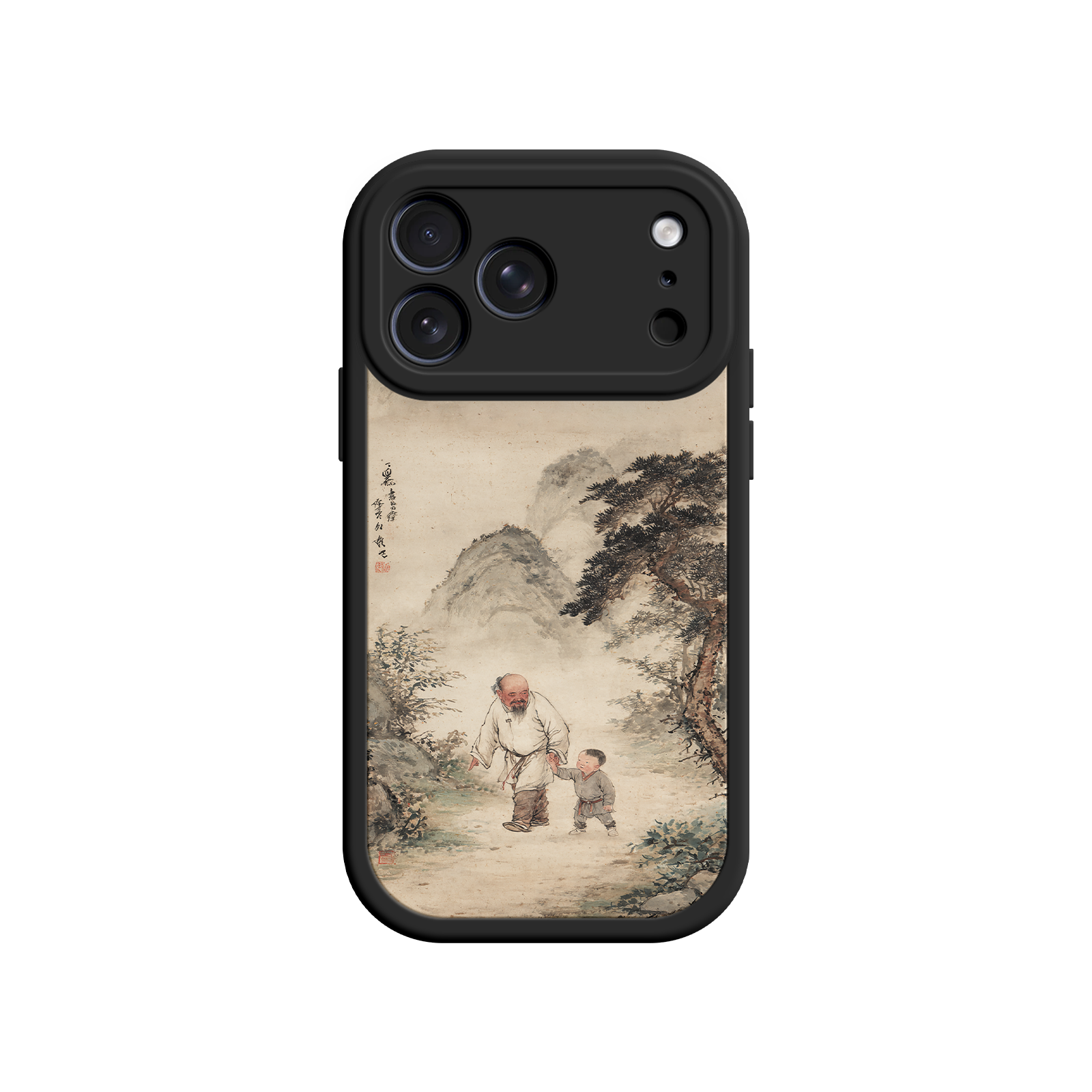 Cultural phone case featuring traditional landscape painting