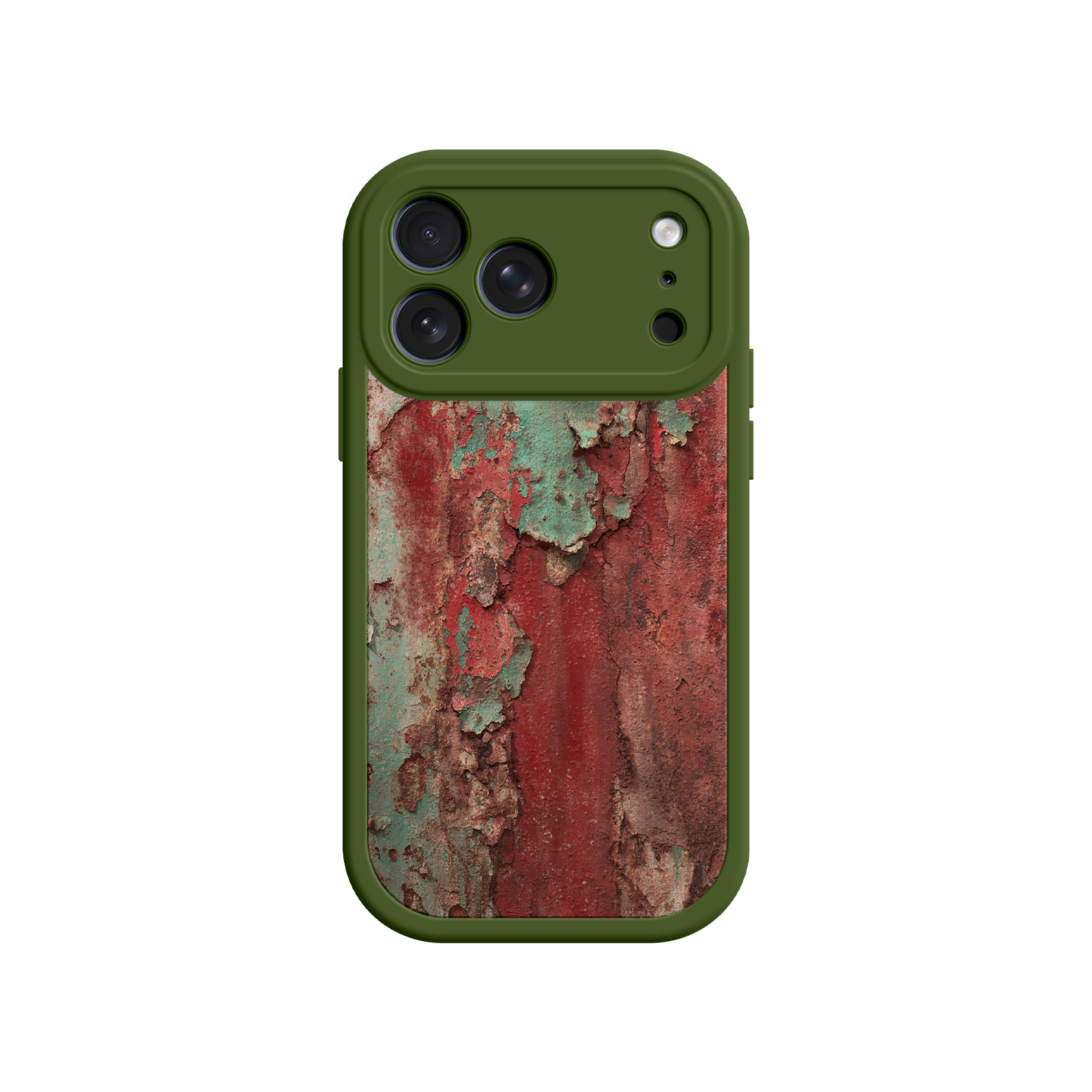Vintage industrial phone case with rust and peeling paint texture