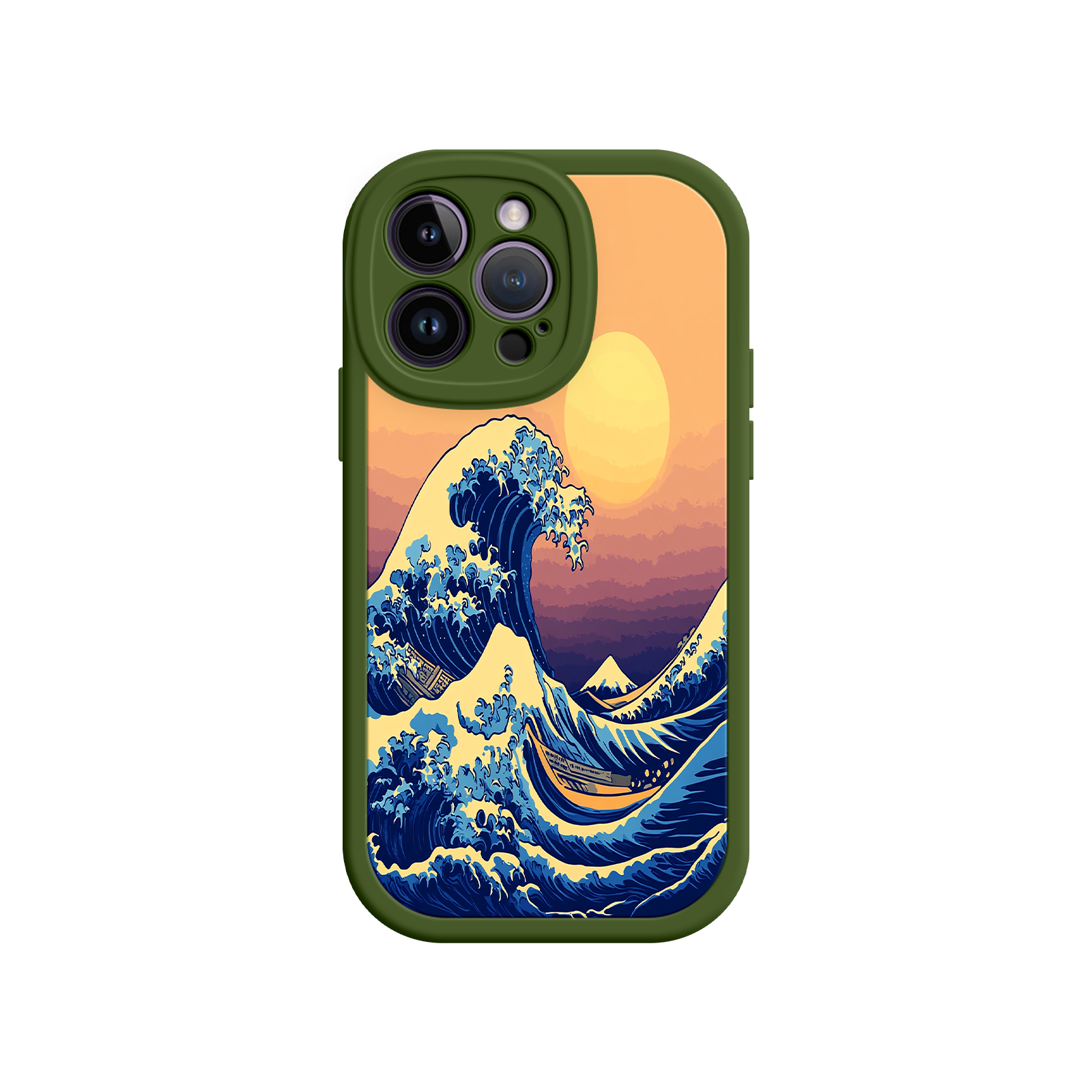 Great Wave Sunset iPhone Case – Japanese Art with Ocean & Mountain Design