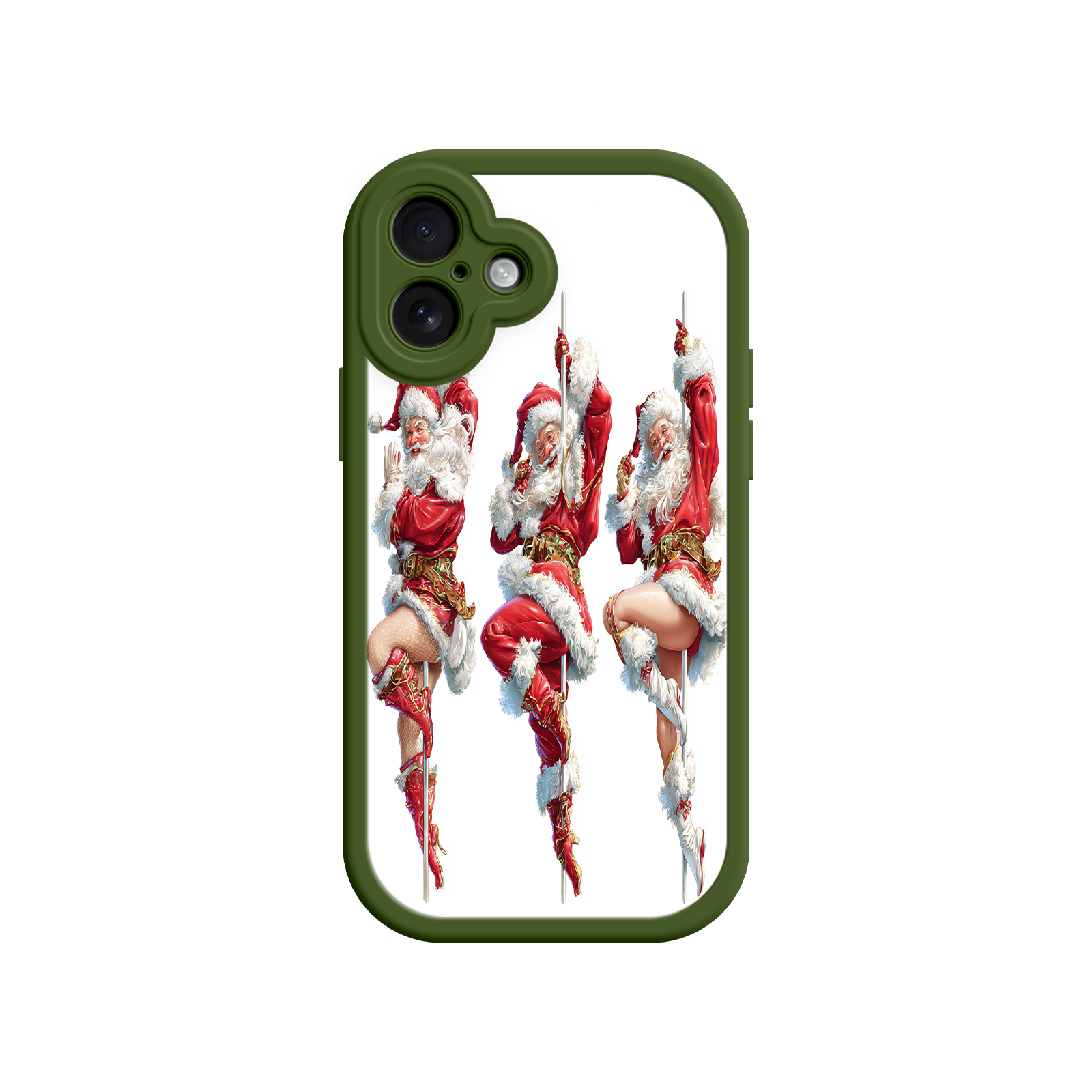 Christmas phone case with dancing Santa trio