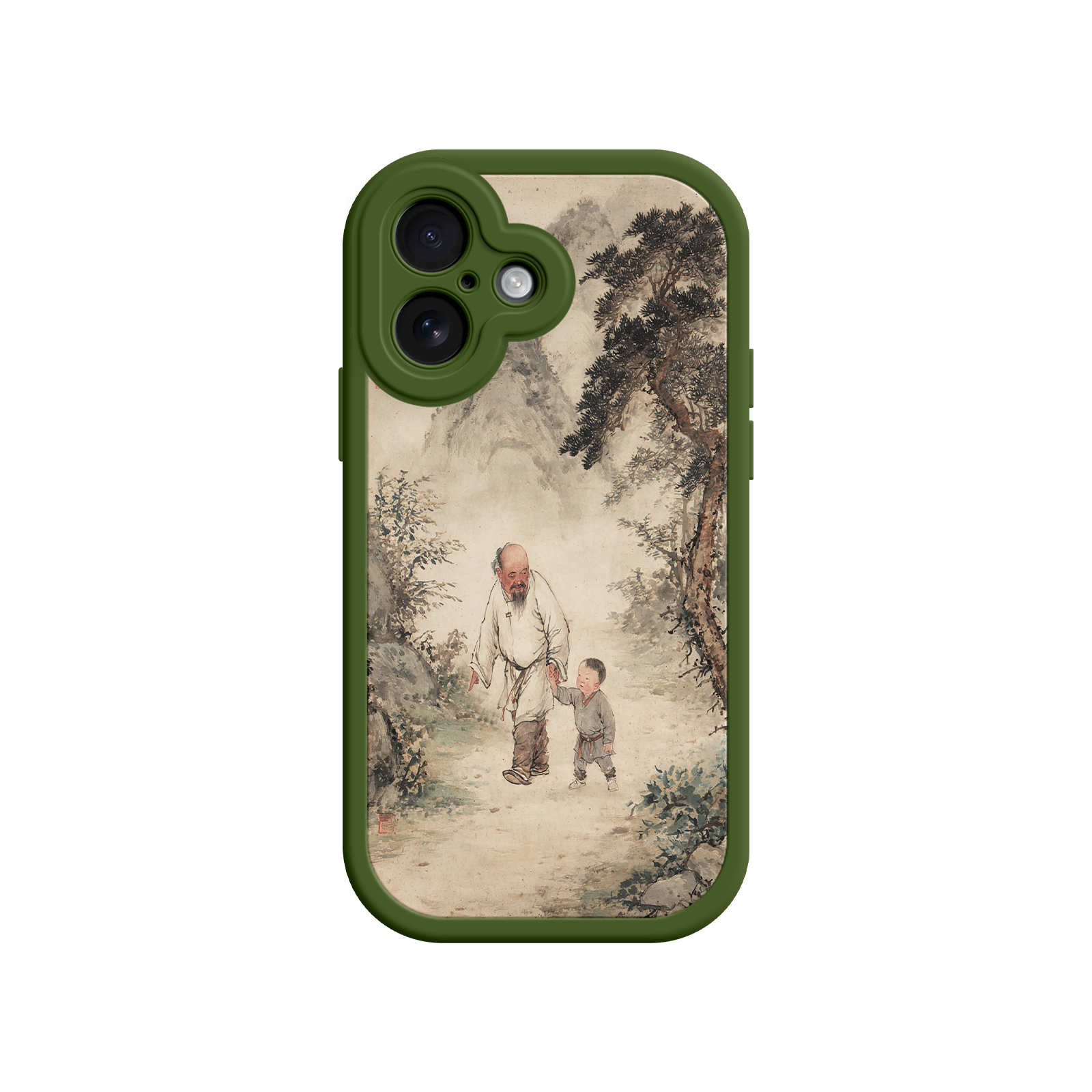 Watercolor phone case with serene mountain path