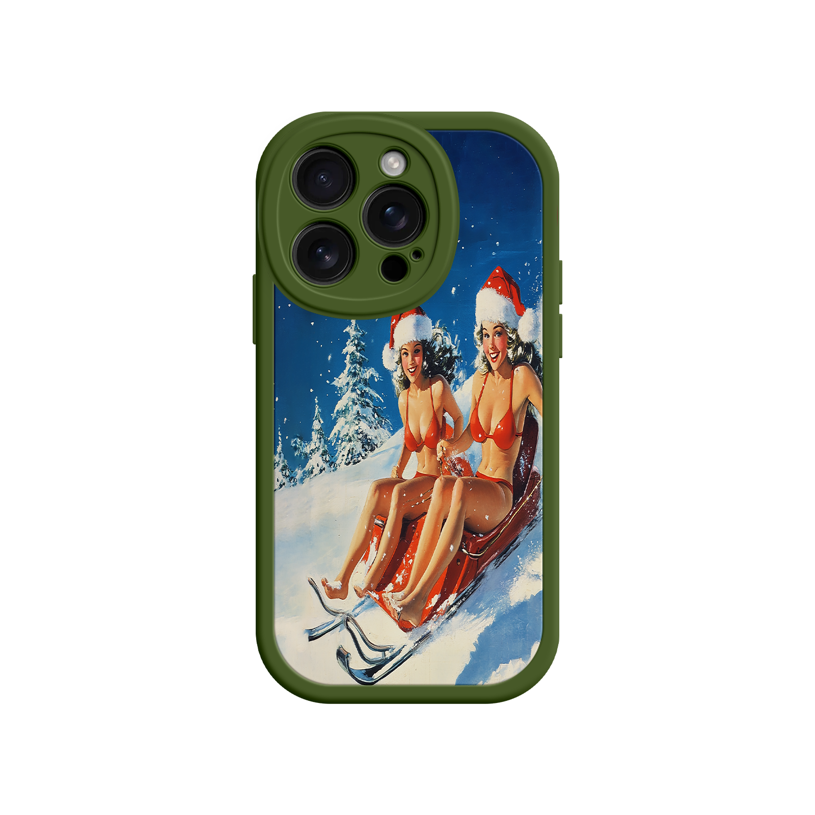 Santa Bikini Sled iPhone 17 Case – Funny Christmas Design, Sexy Holiday Vibes, Winter Wonderland Art