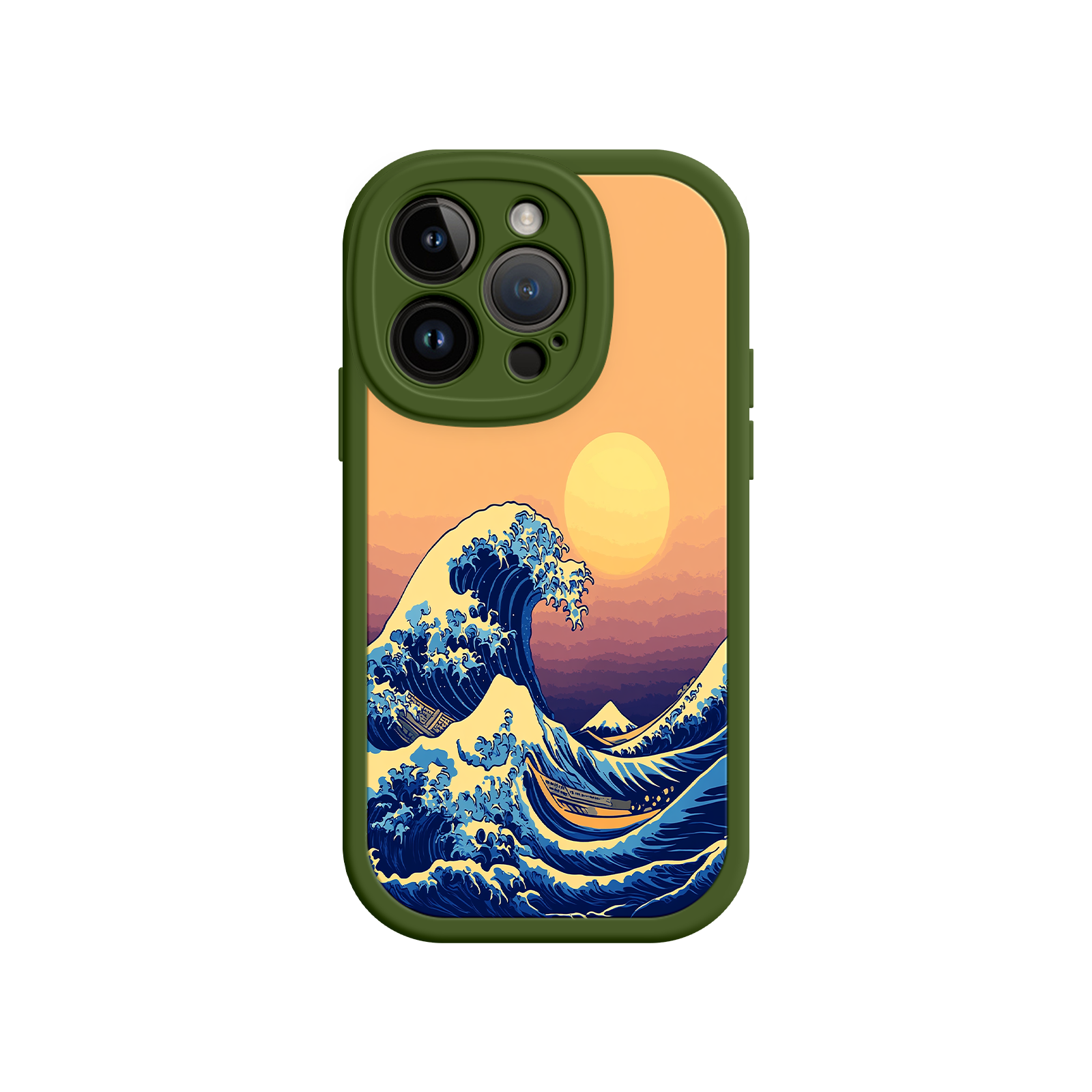 Great Wave Sunset iPhone Case – Japanese Art with Ocean & Mountain Design