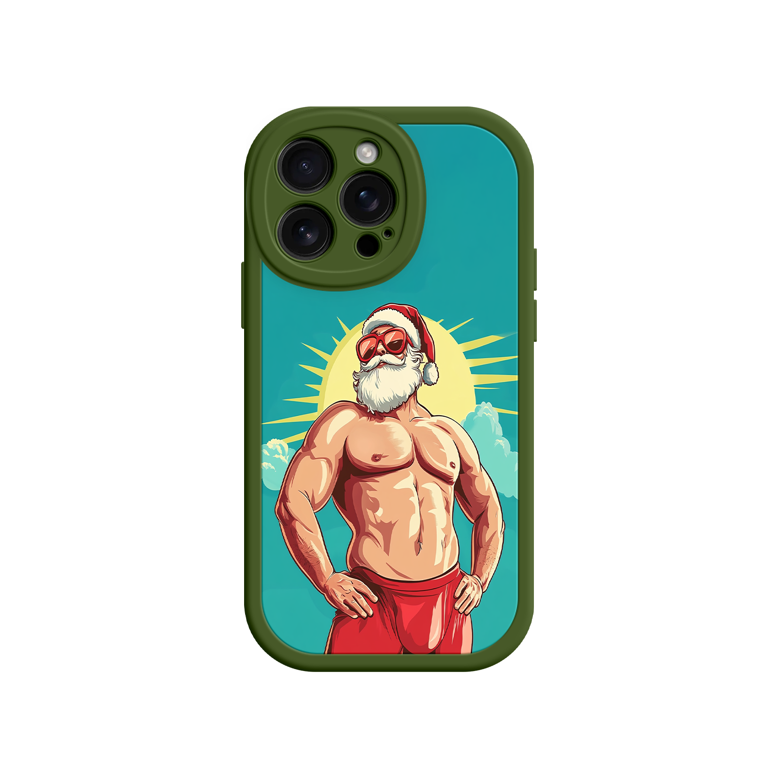 Funny holiday phone case with ripped Santa figure
