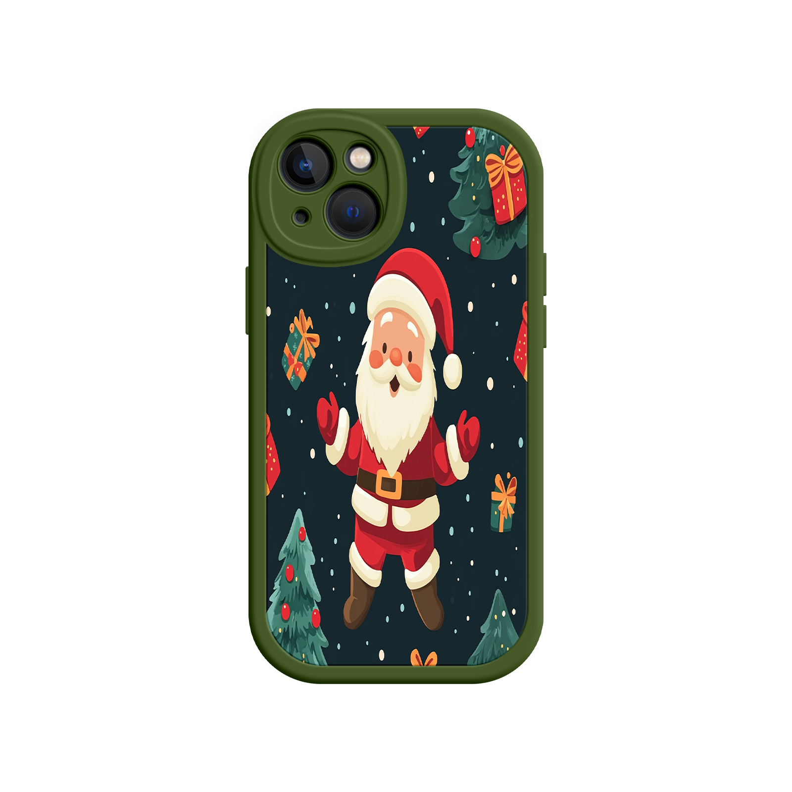 Festive Santa iPhone 17 Case – Christmas Holiday Design, Jolly Santa Claus, Gift Boxes & Trees