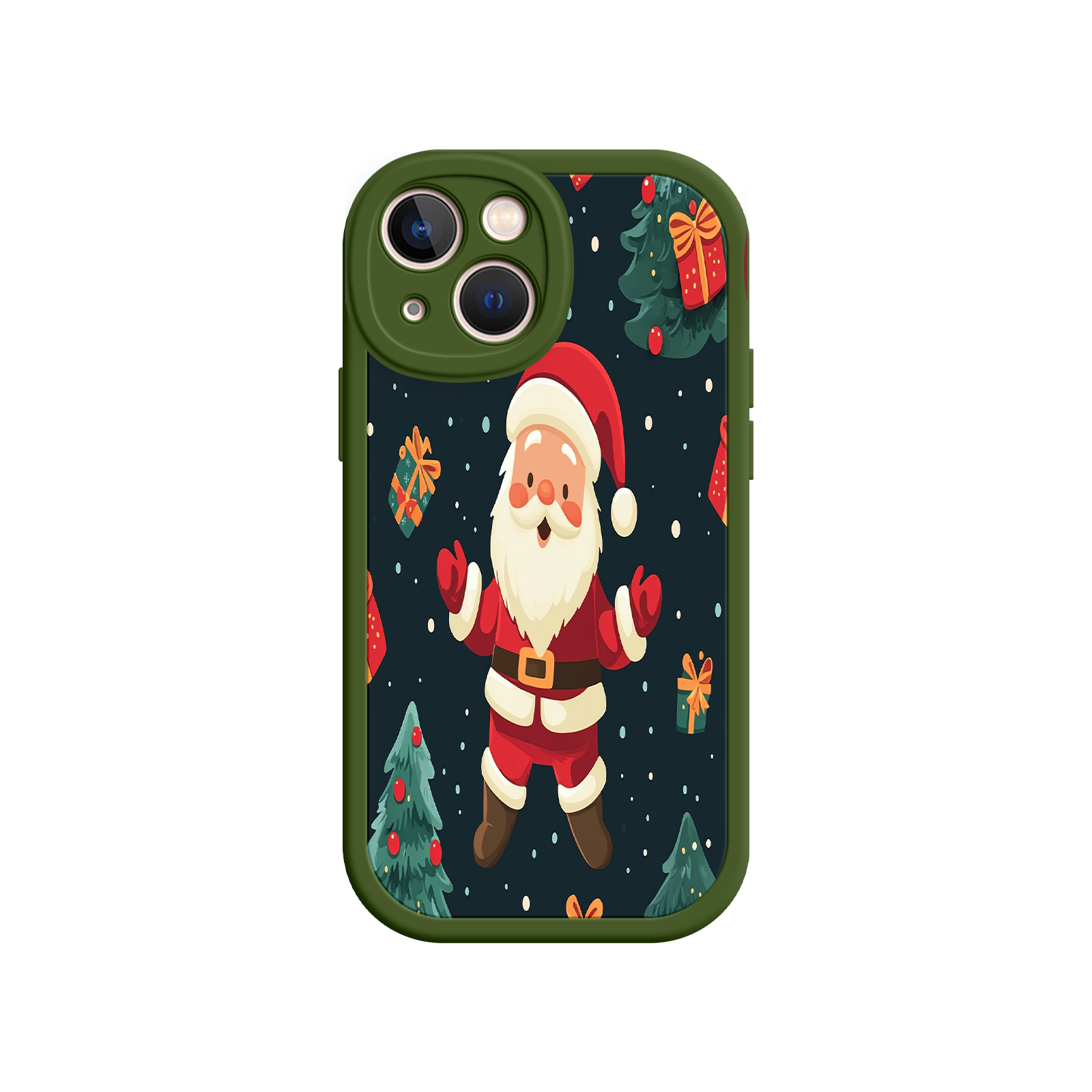 Festive Santa iPhone 17 Case – Christmas Holiday Design, Jolly Santa Claus, Gift Boxes & Trees