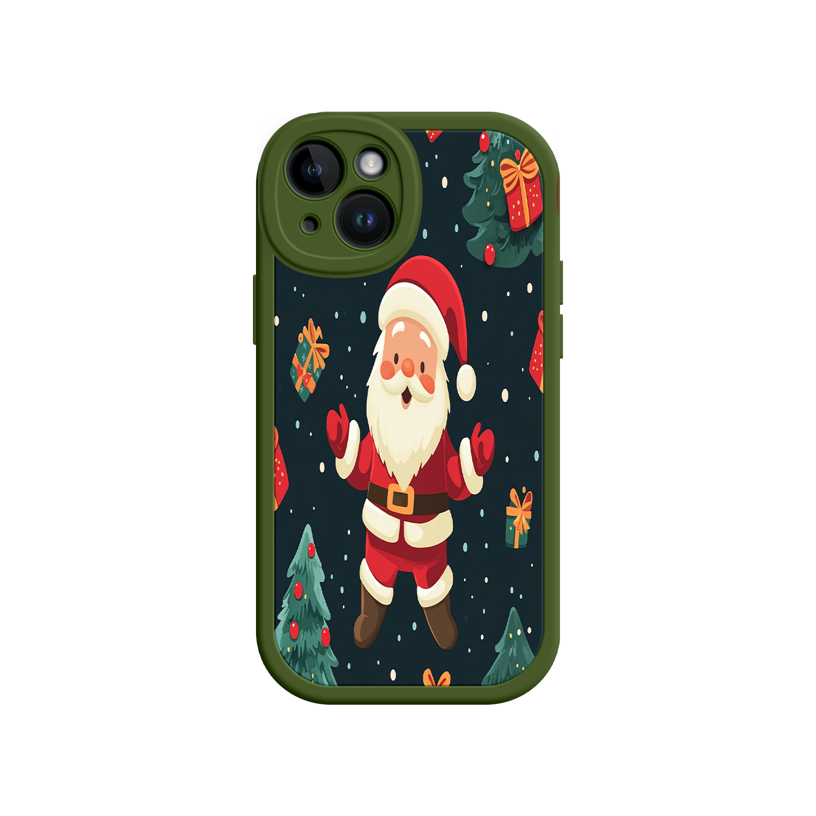 Festive Santa iPhone 17 Case – Christmas Holiday Design, Jolly Santa Claus, Gift Boxes & Trees