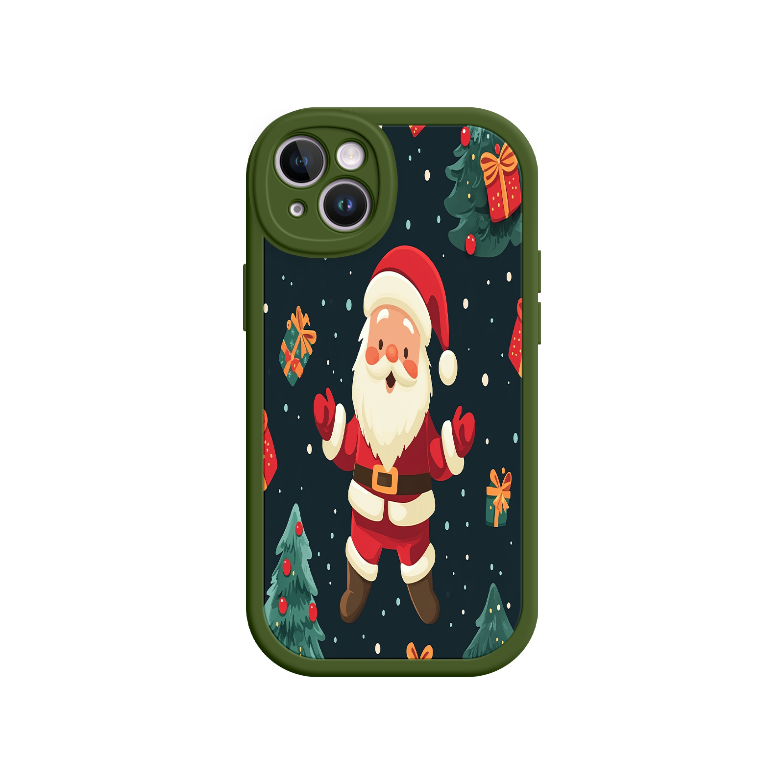 Festive Santa iPhone 17 Case – Christmas Holiday Design, Jolly Santa Claus, Gift Boxes & Trees
