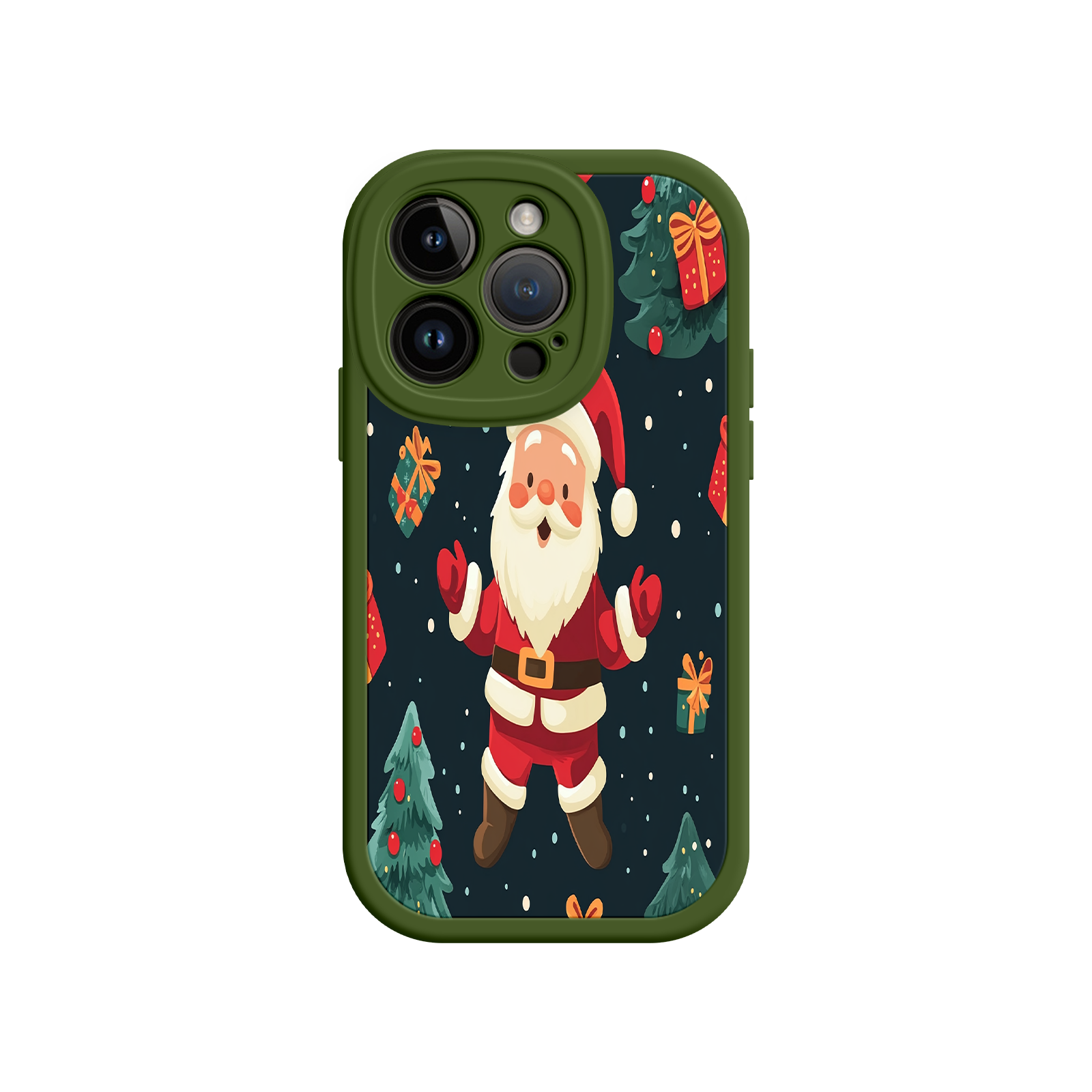 Festive Santa iPhone 17 Case – Christmas Holiday Design, Jolly Santa Claus, Gift Boxes & Trees