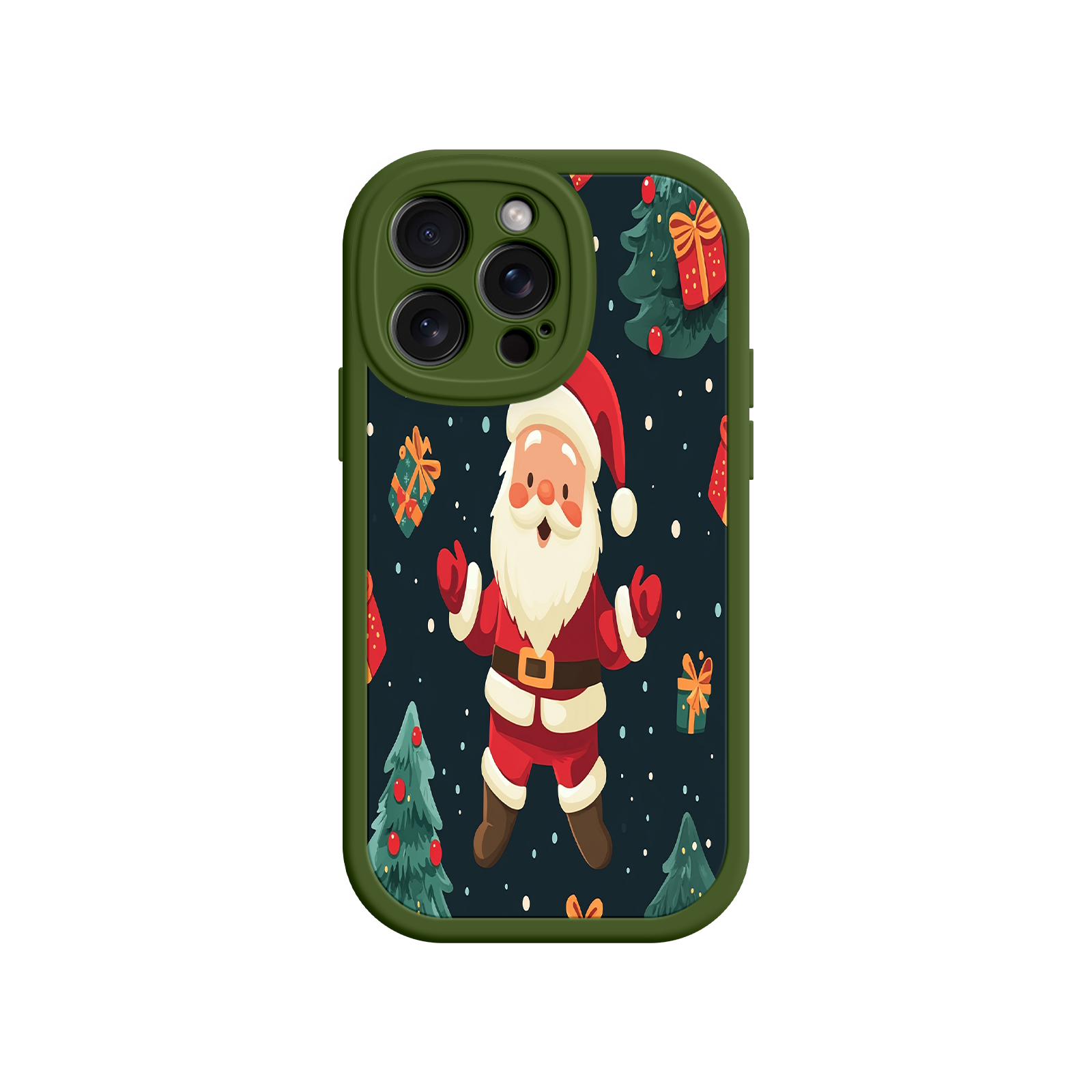 Festive Santa iPhone 17 Case – Christmas Holiday Design, Jolly Santa Claus, Gift Boxes & Trees