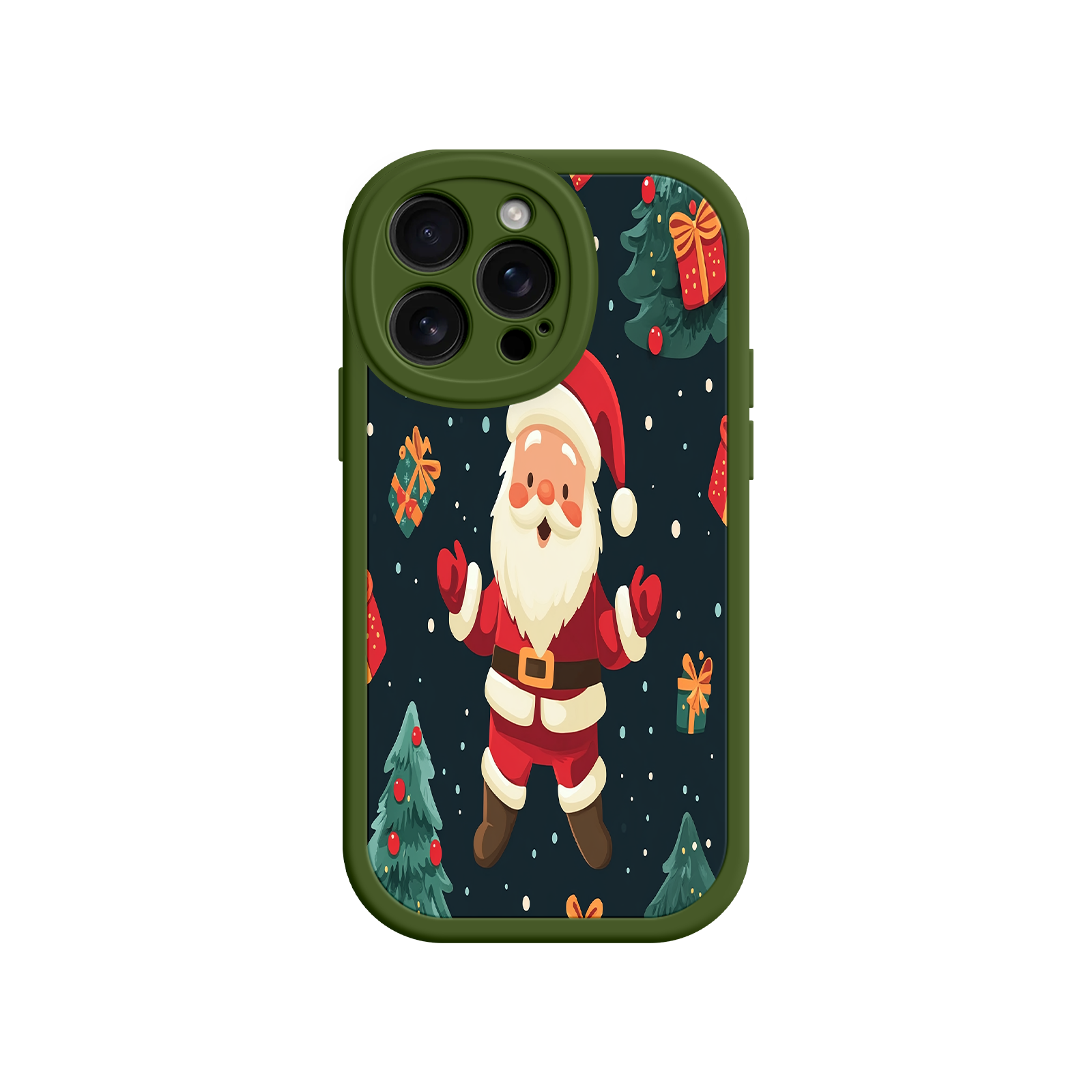 Festive Santa iPhone 17 Case – Christmas Holiday Design, Jolly Santa Claus, Gift Boxes & Trees