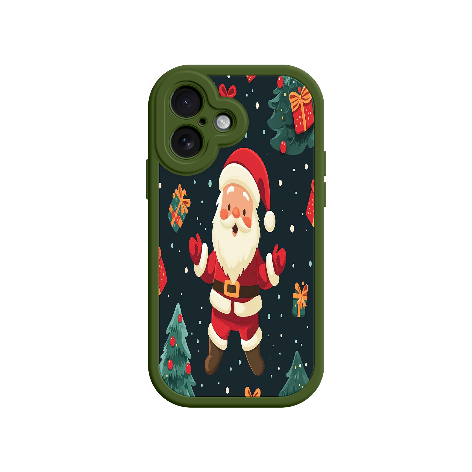 Festive Santa iPhone 17 Case – Christmas Holiday Design, Jolly Santa Claus, Gift Boxes & Trees