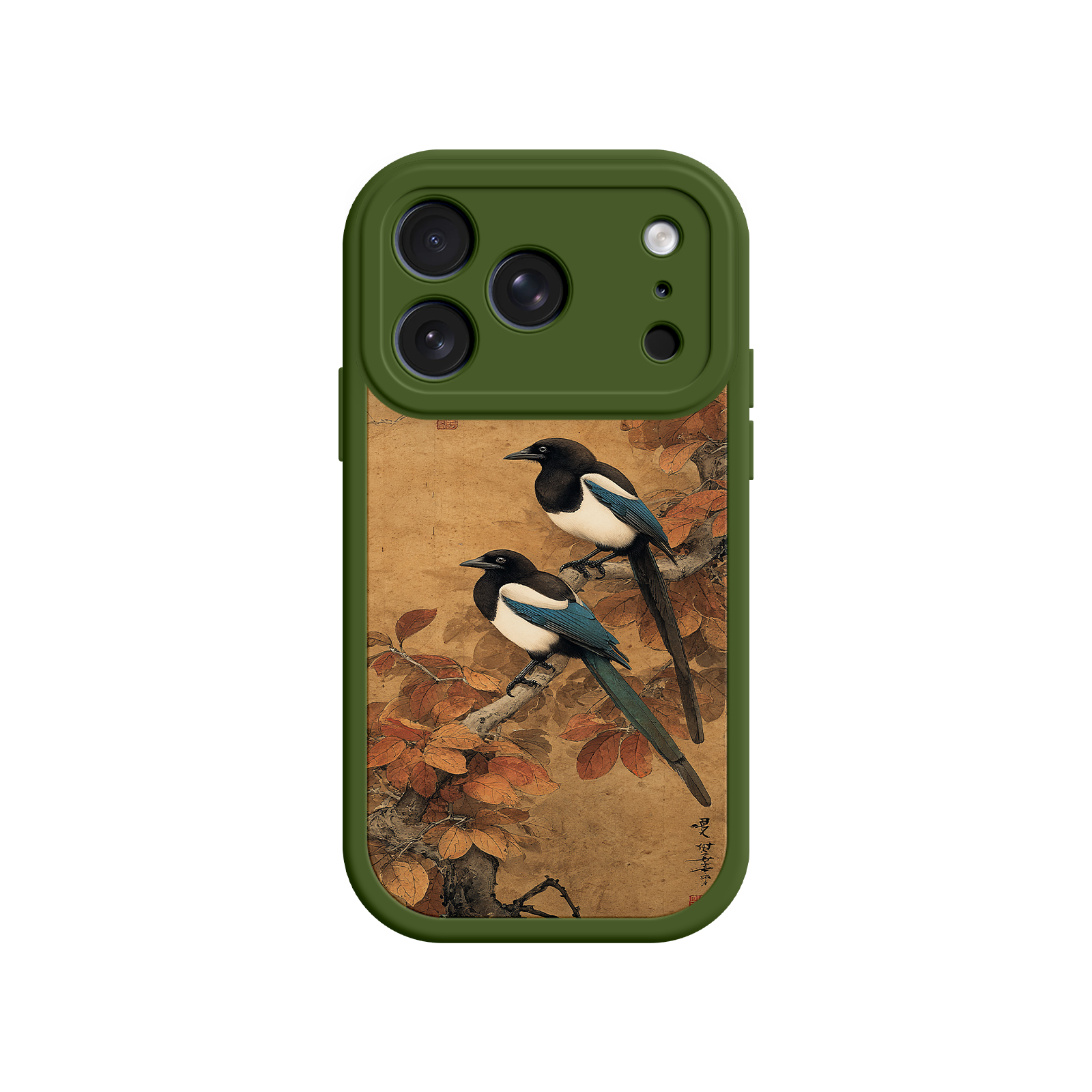 Artistic phone case with vintage scroll-style design