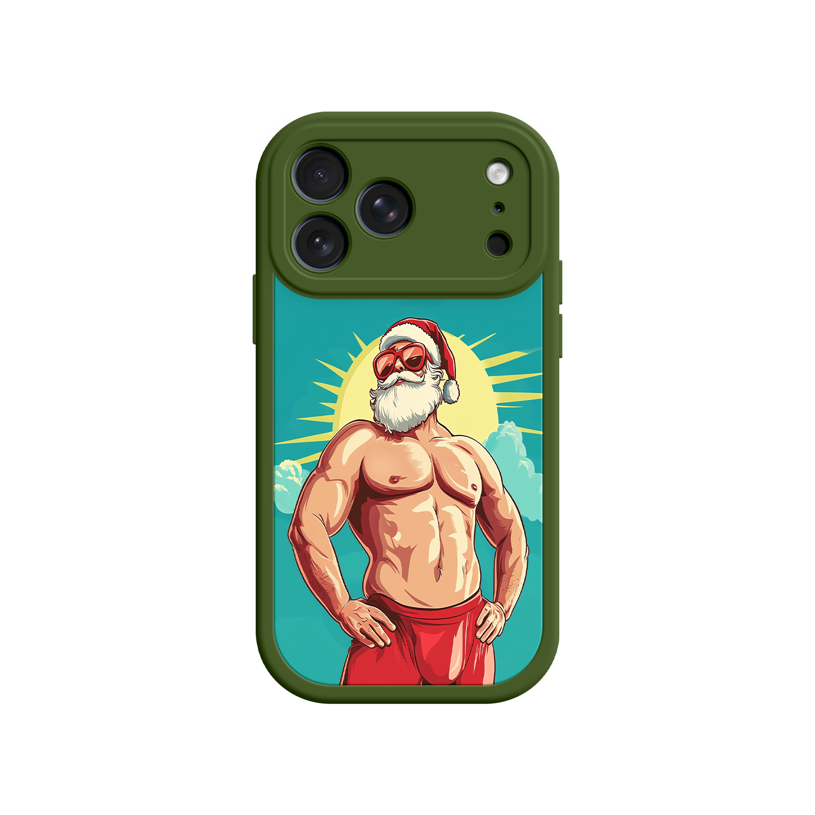 iPhone case with humorous festive Santa design