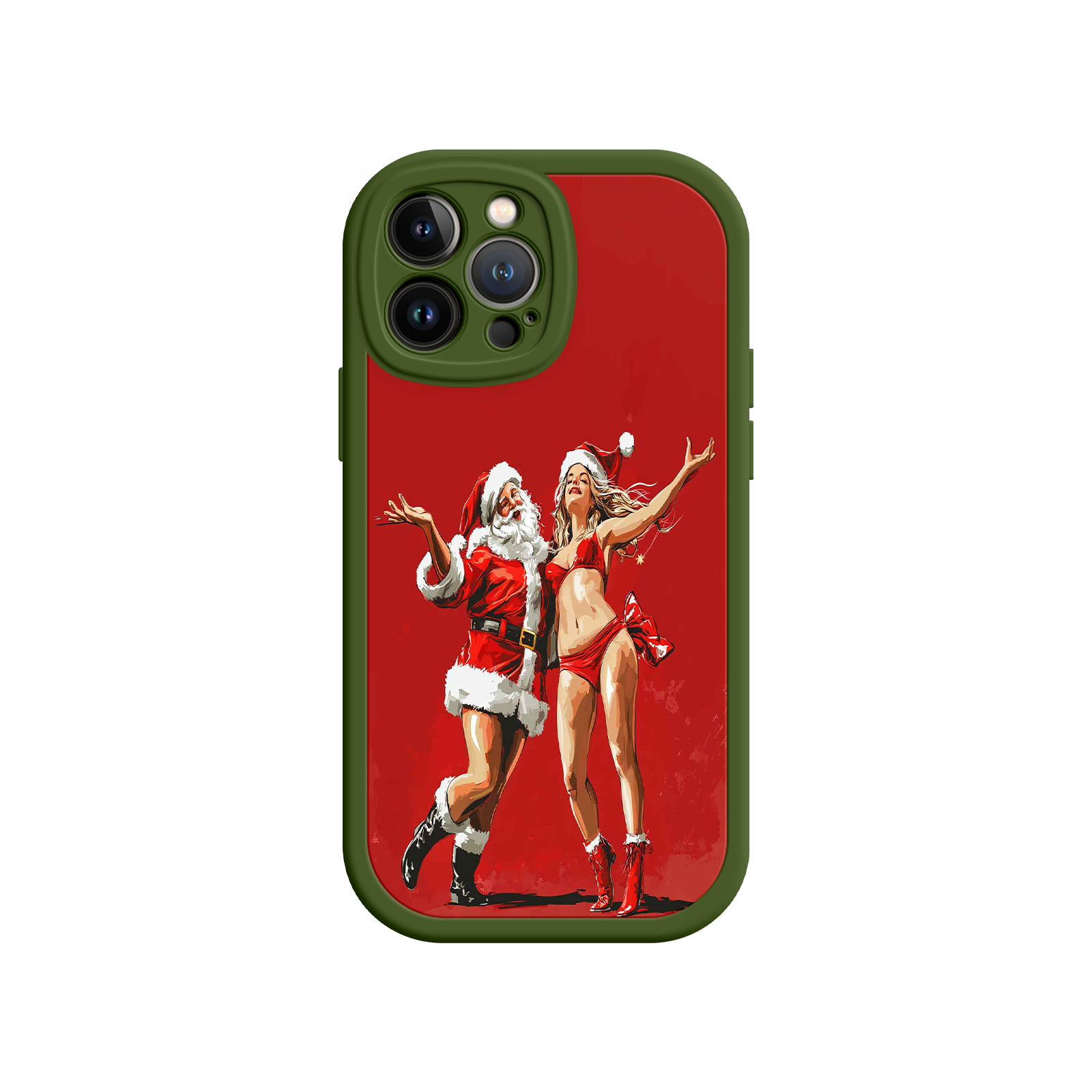Merry & Flirty iPhone 17 Case – Fun Christmas Couple, Bold Red Festive Design, Santa & Sexy Santa Girl