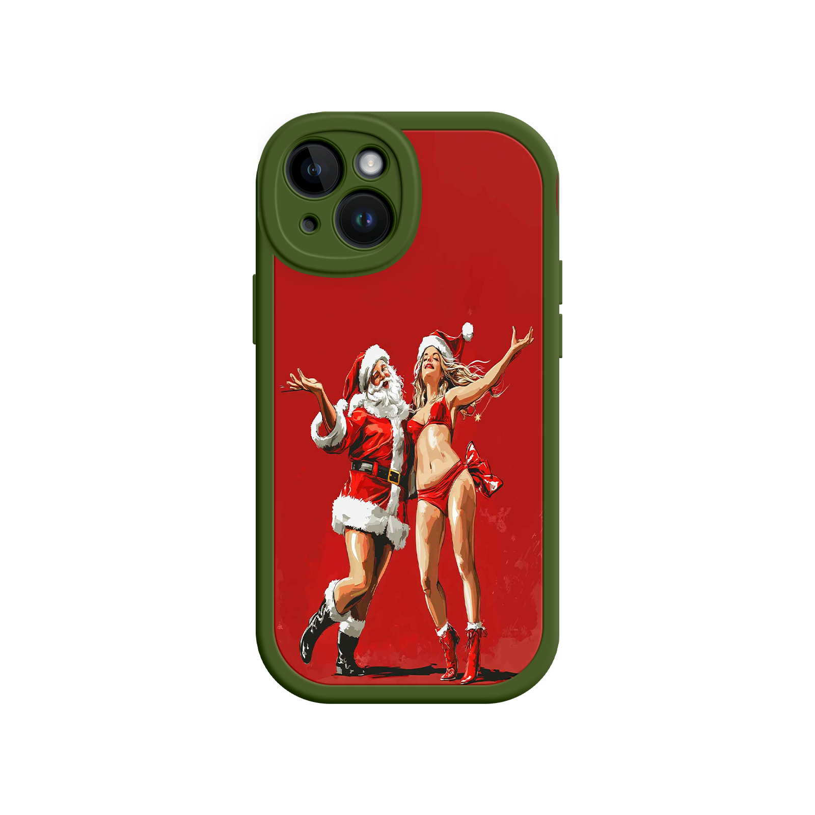 Merry & Flirty iPhone 17 Case – Fun Christmas Couple, Bold Red Festive Design, Santa & Sexy Santa Girl