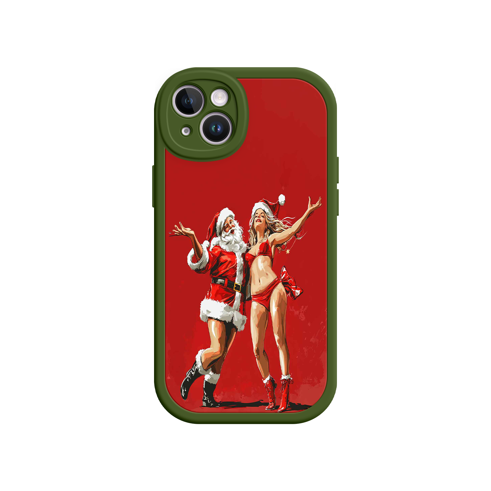 Merry & Flirty iPhone 17 Case – Fun Christmas Couple, Bold Red Festive Design, Santa & Sexy Santa Girl