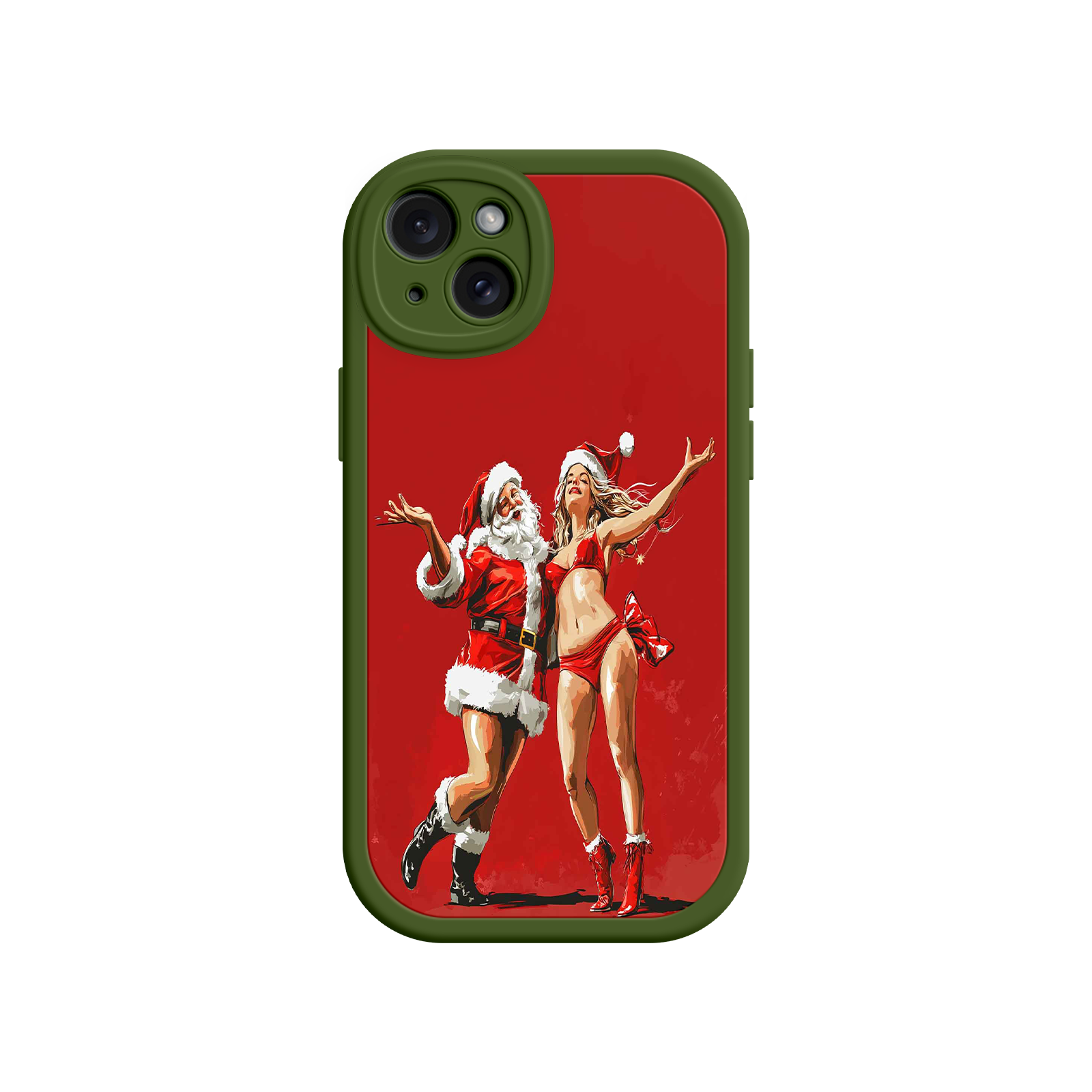 Merry & Flirty iPhone 17 Case – Fun Christmas Couple, Bold Red Festive Design, Santa & Sexy Santa Girl
