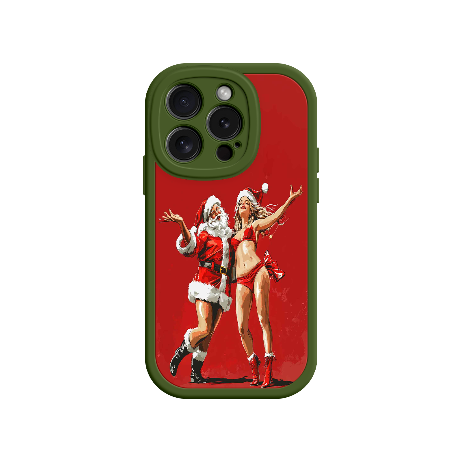 Merry & Flirty iPhone 17 Case – Fun Christmas Couple, Bold Red Festive Design, Santa & Sexy Santa Girl