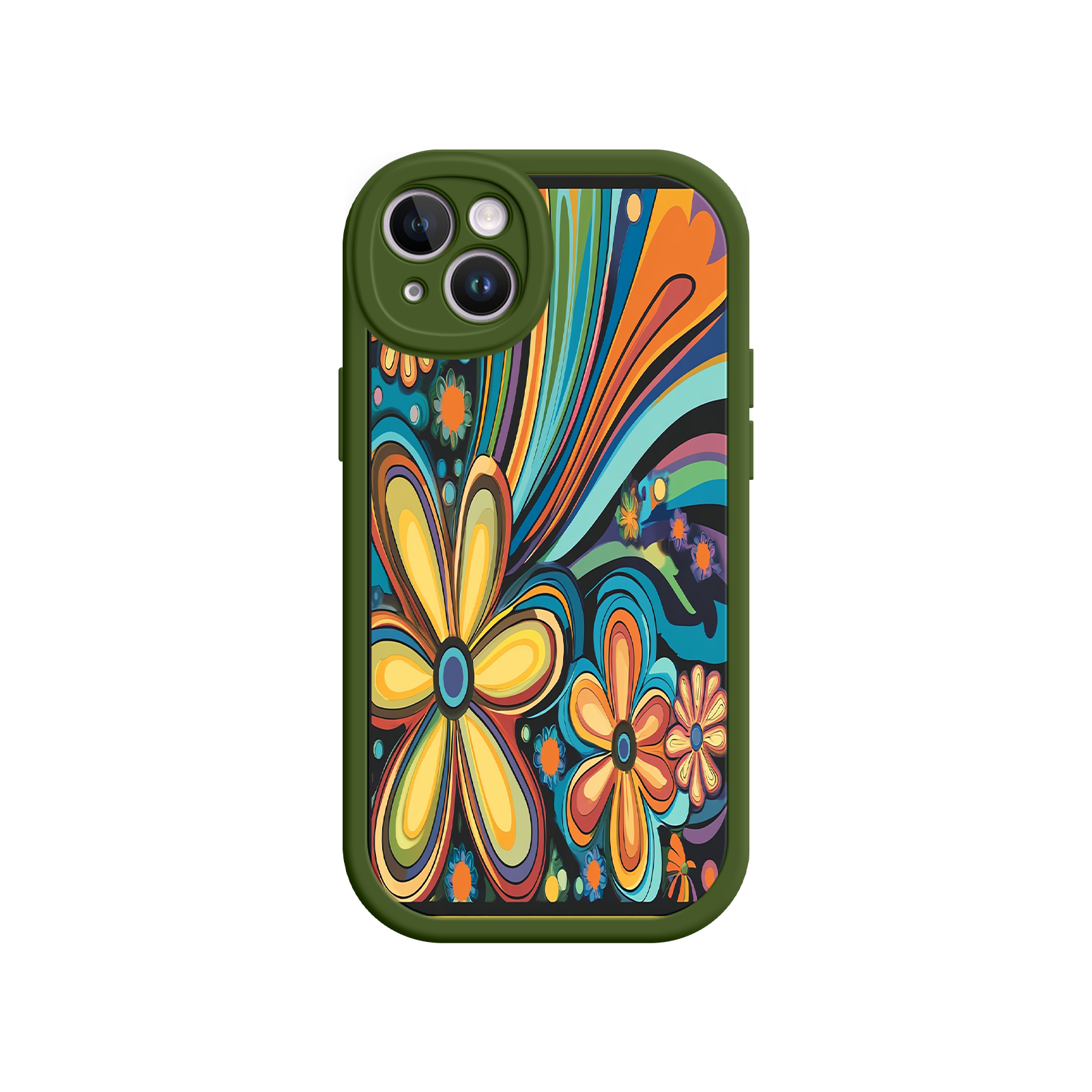 Psychedelic Floral iPhone 17 Case – Hippie Flower Power Design, 60s 70s Retro Vibes, Groovy Swirls