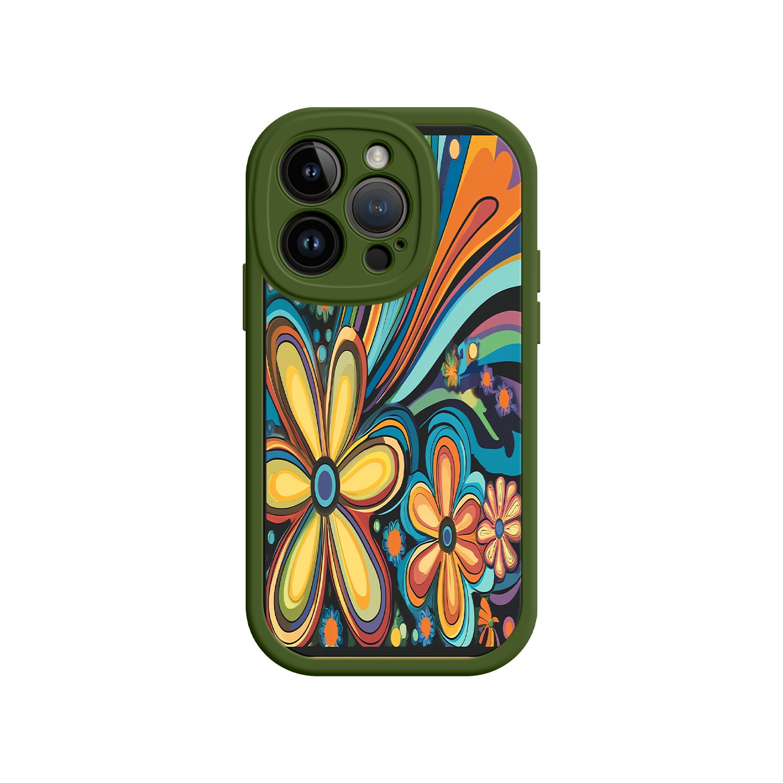 Psychedelic Floral iPhone 17 Case – Hippie Flower Power Design, 60s 70s Retro Vibes, Groovy Swirls