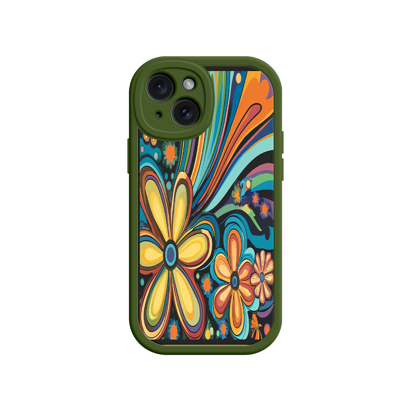 Psychedelic Floral iPhone 17 Case – Hippie Flower Power Design, 60s 70s Retro Vibes, Groovy Swirls