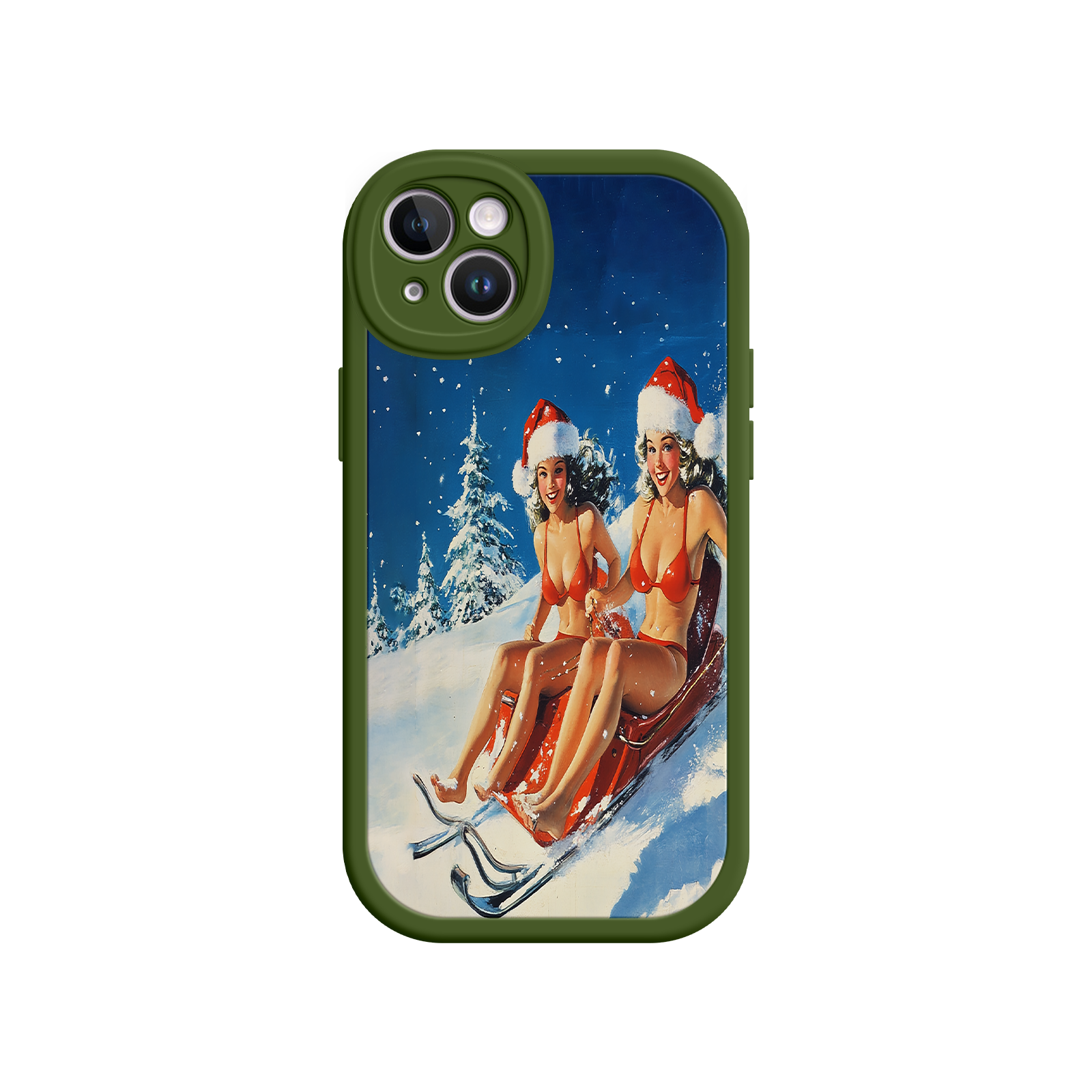 Santa Bikini Sled iPhone 17 Case – Funny Christmas Design, Sexy Holiday Vibes, Winter Wonderland Art
