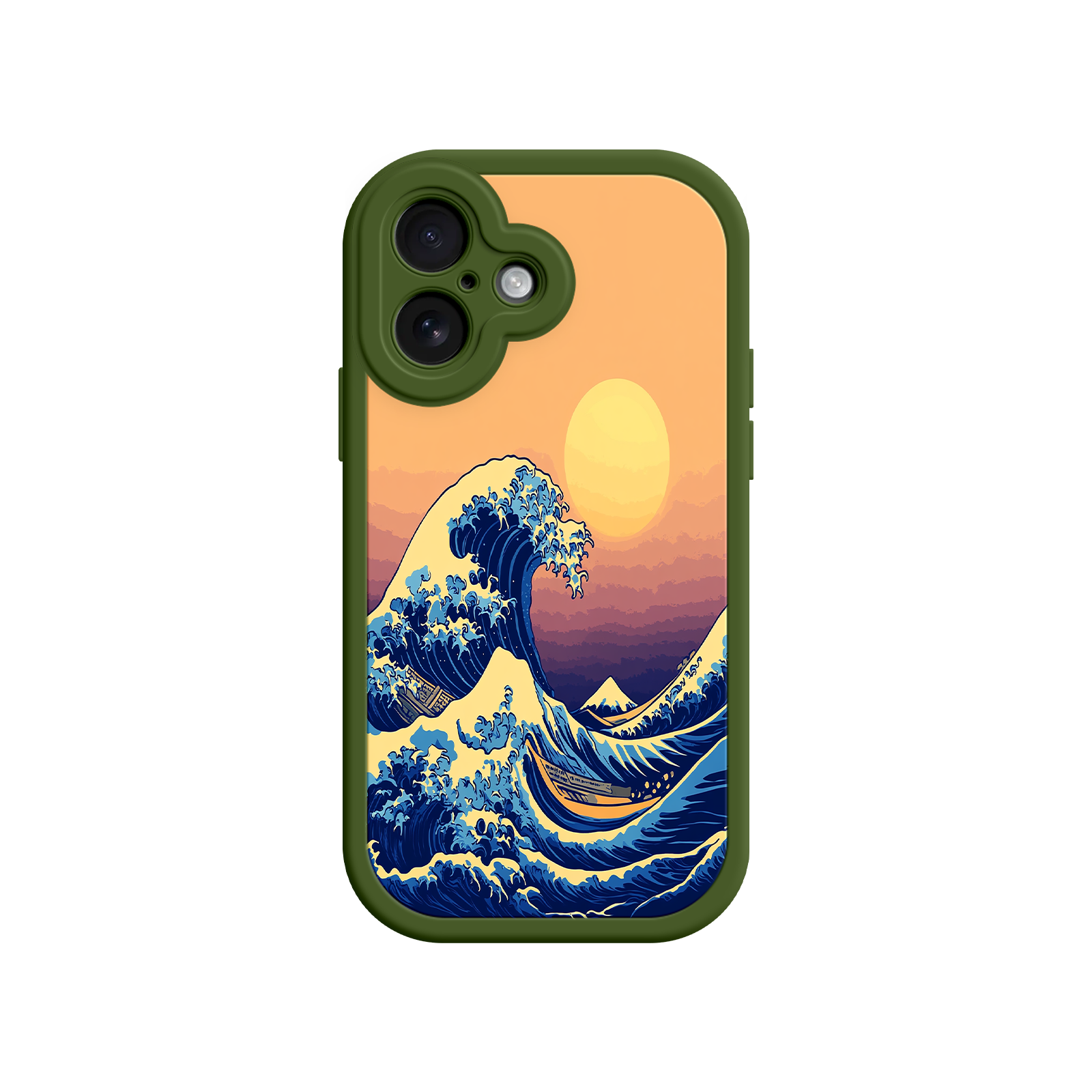Great Wave Sunset iPhone Case – Japanese Art with Ocean & Mountain Design