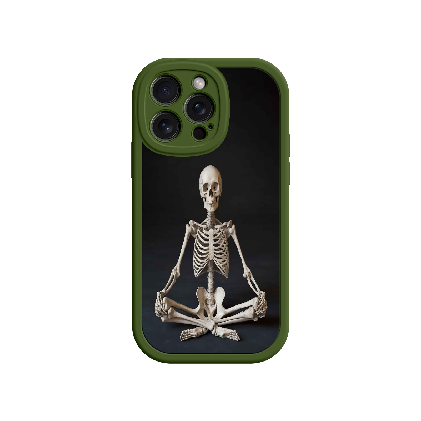 Meditating Skeleton iPhone 17 Case – Gothic Skelly Yoga Art, Anatomical Design, Spiritual Aesthetic