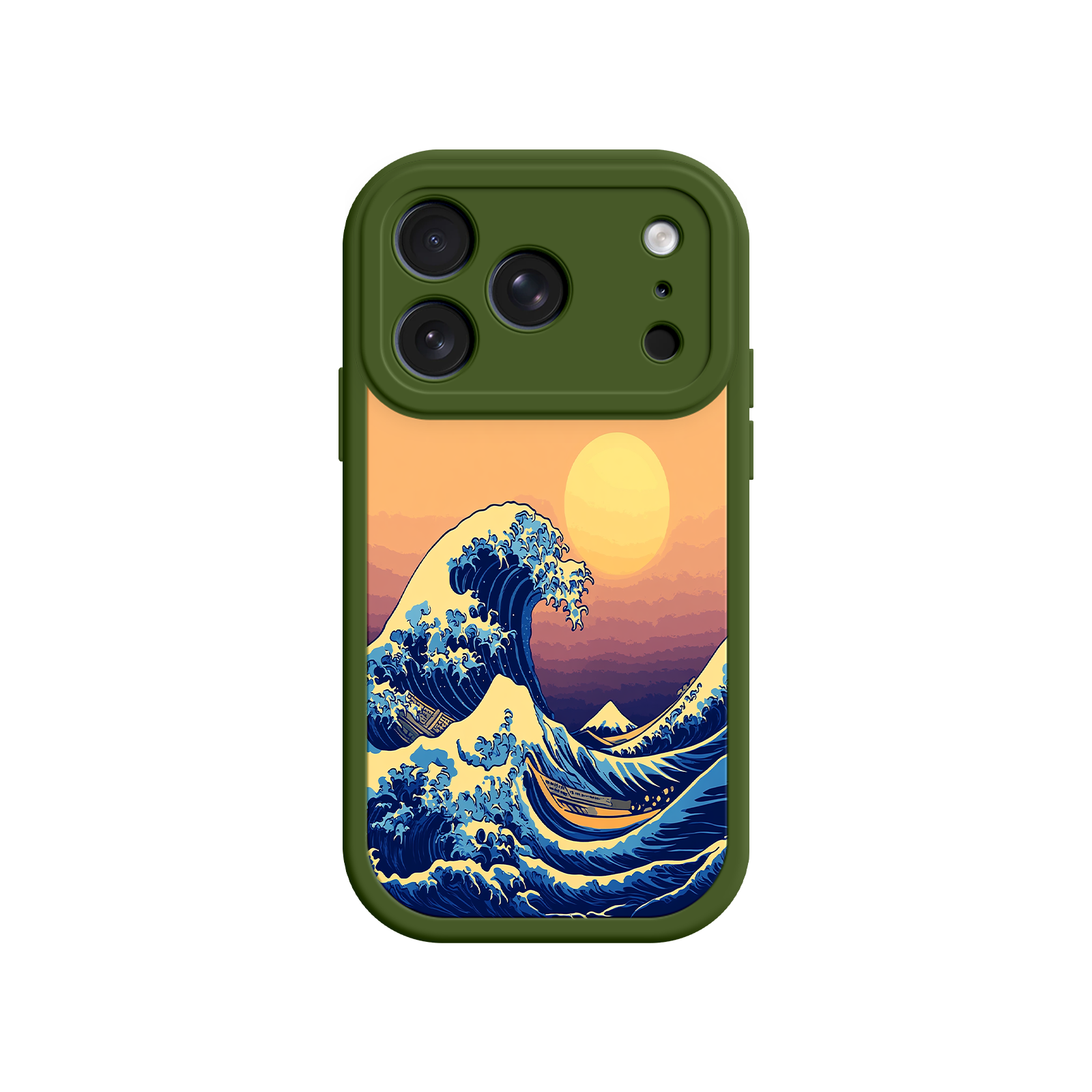 Great Wave Sunset iPhone Case – Japanese Art with Ocean & Mountain Design