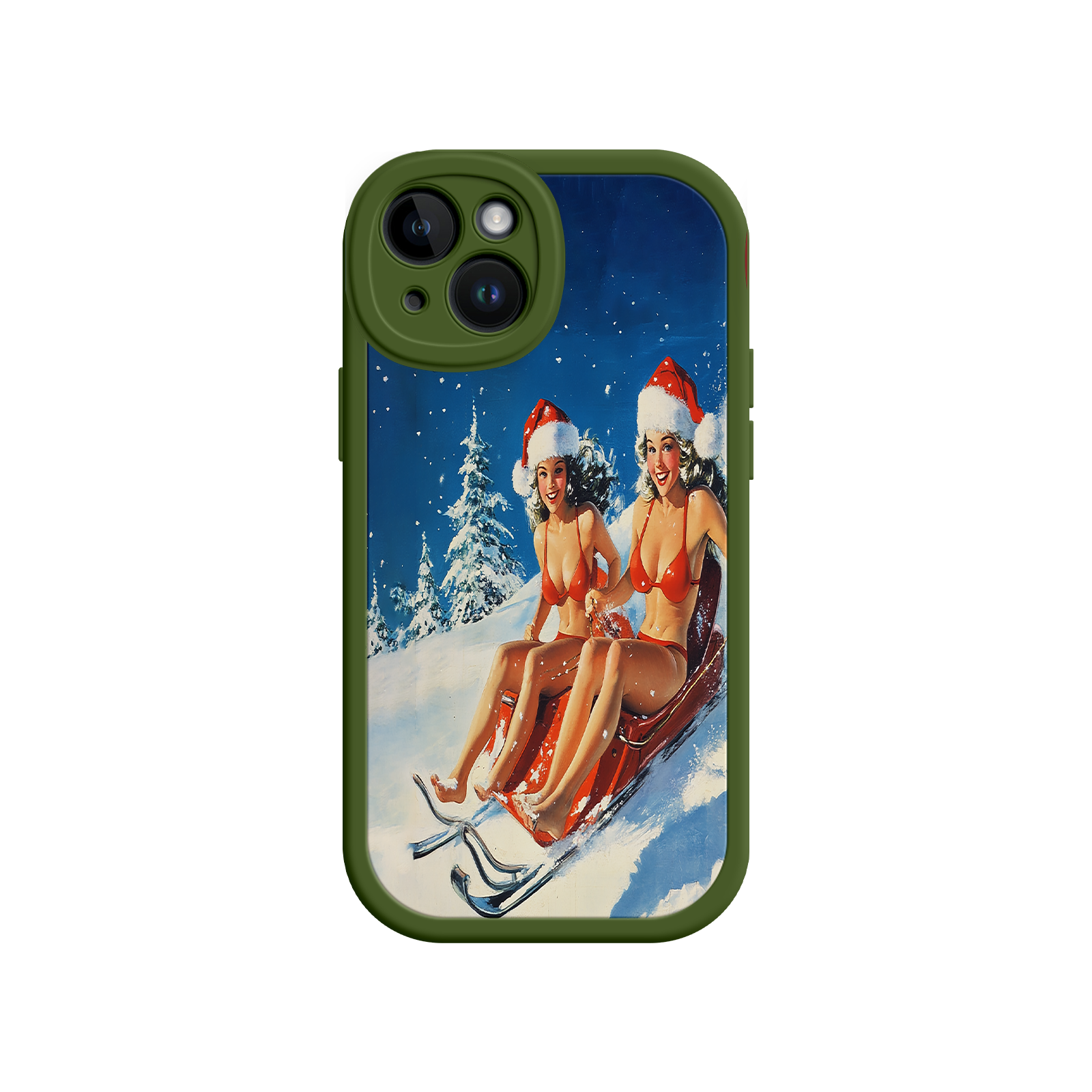 Santa Bikini Sled iPhone 17 Case – Funny Christmas Design, Sexy Holiday Vibes, Winter Wonderland Art