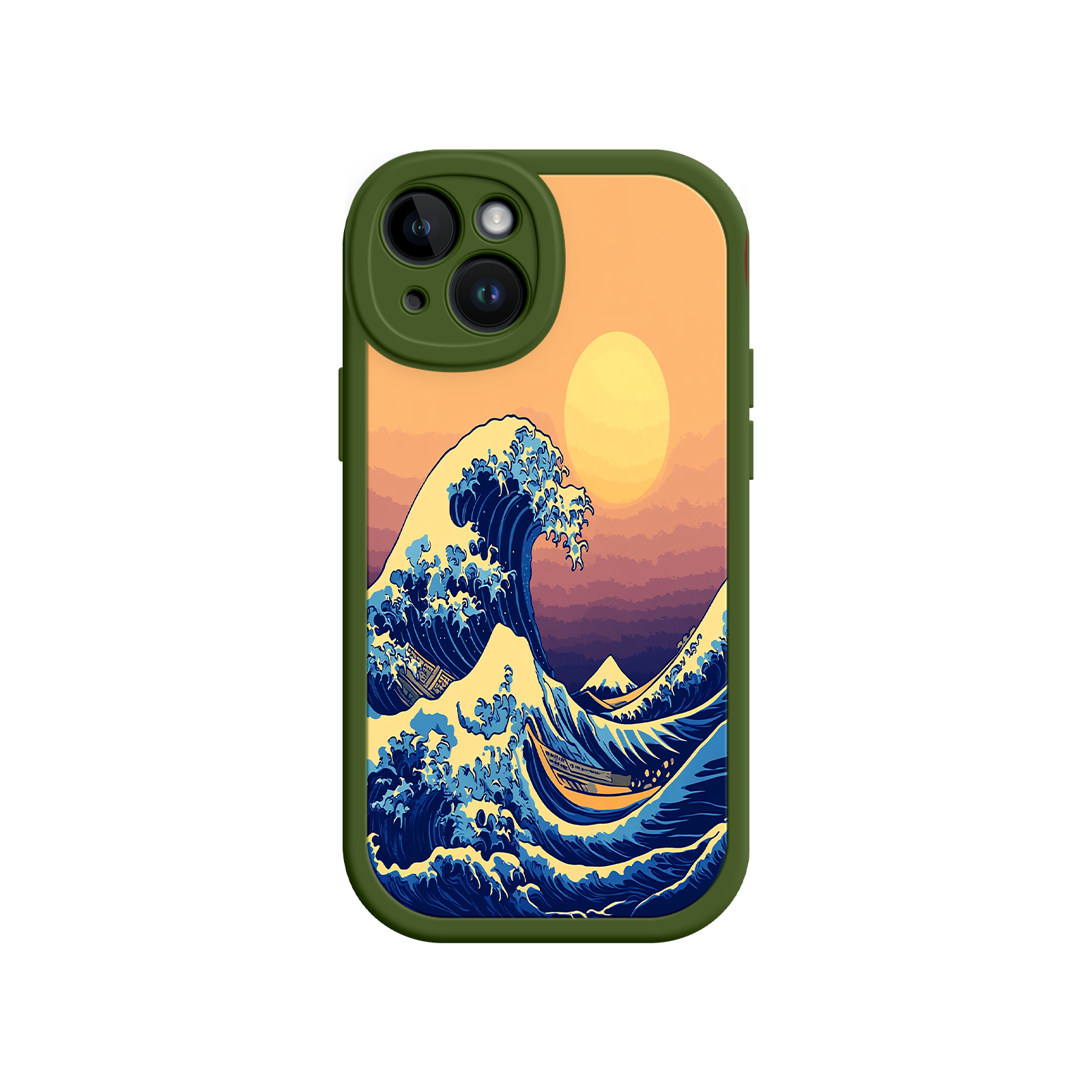 Great Wave Sunset iPhone Case – Japanese Art with Ocean & Mountain Design