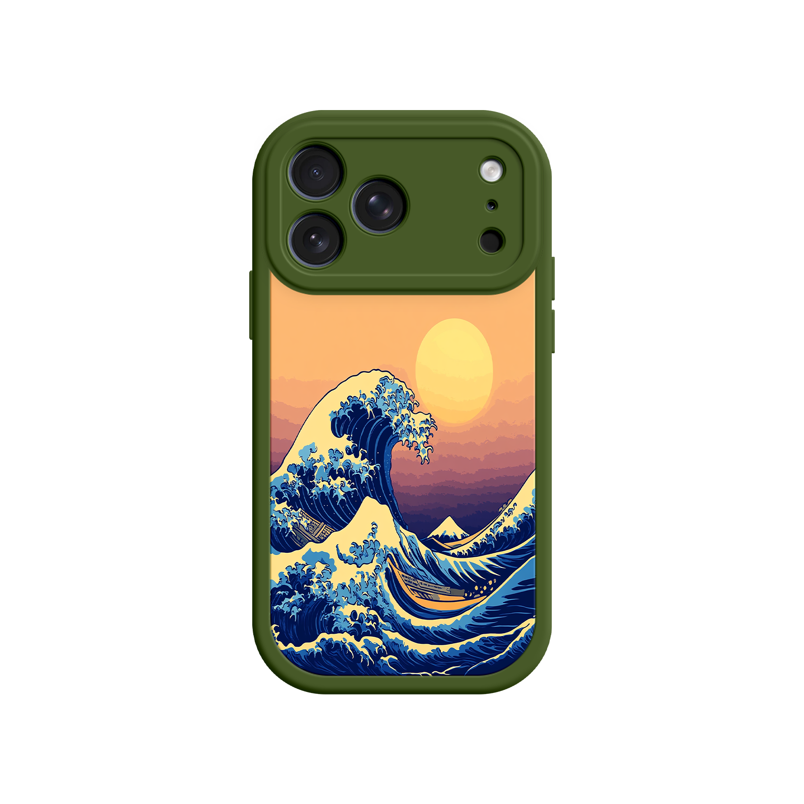 Great Wave Sunset iPhone Case – Japanese Art with Ocean & Mountain Design